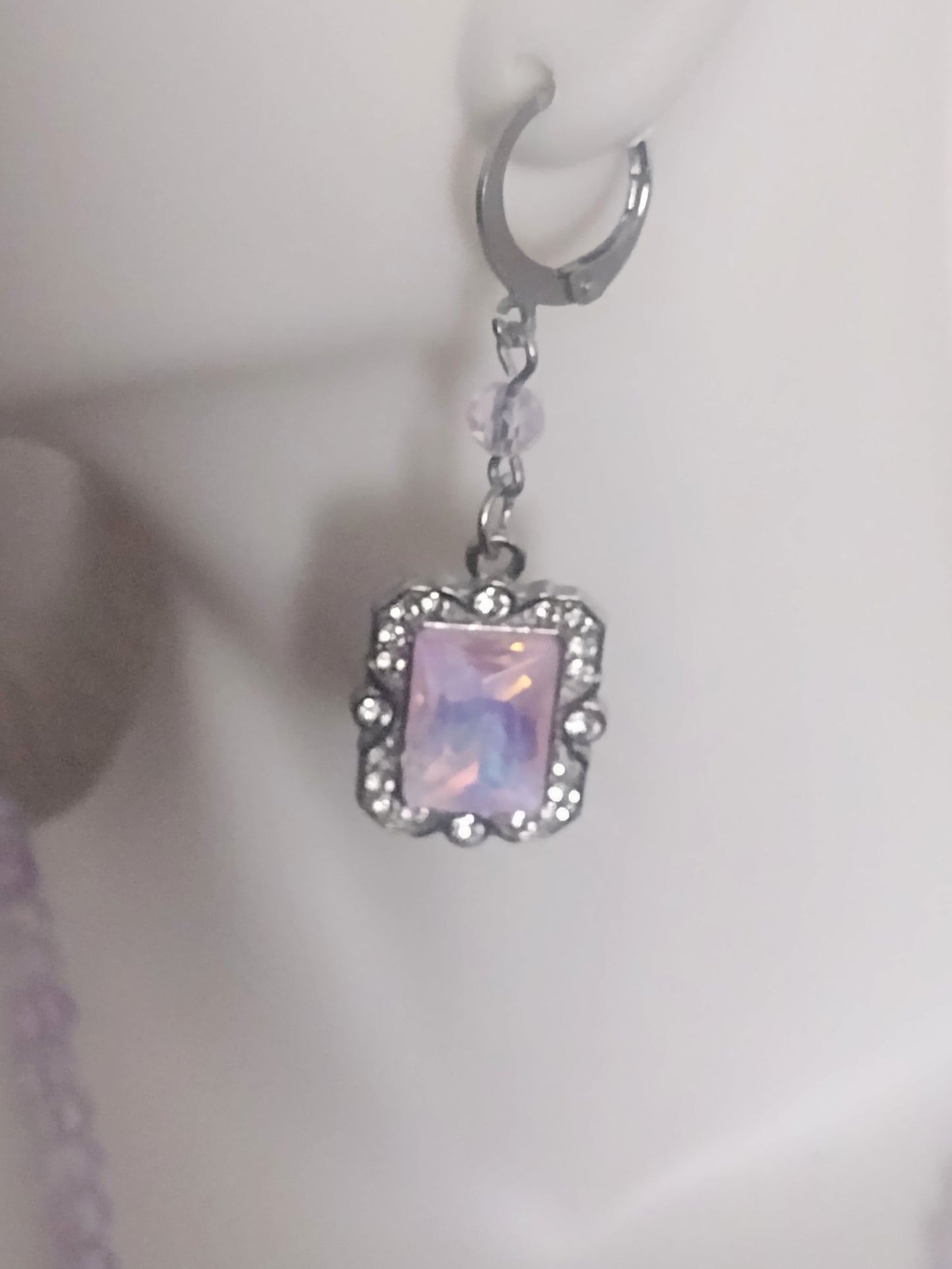 “Arctic Glamour” Glass Bead Earrings, Huggie Backs, Silver Stainless Steel, 2 Colors