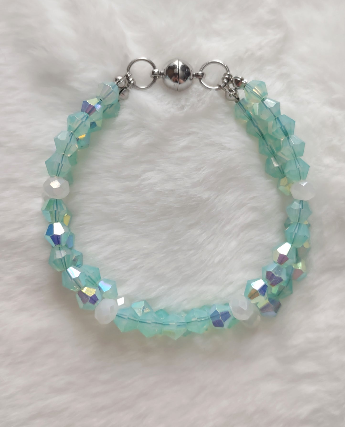 "Pastel Spring" Glass Bead 2 Strand Bracelet, Stainless Steel, Magnetic Clasp