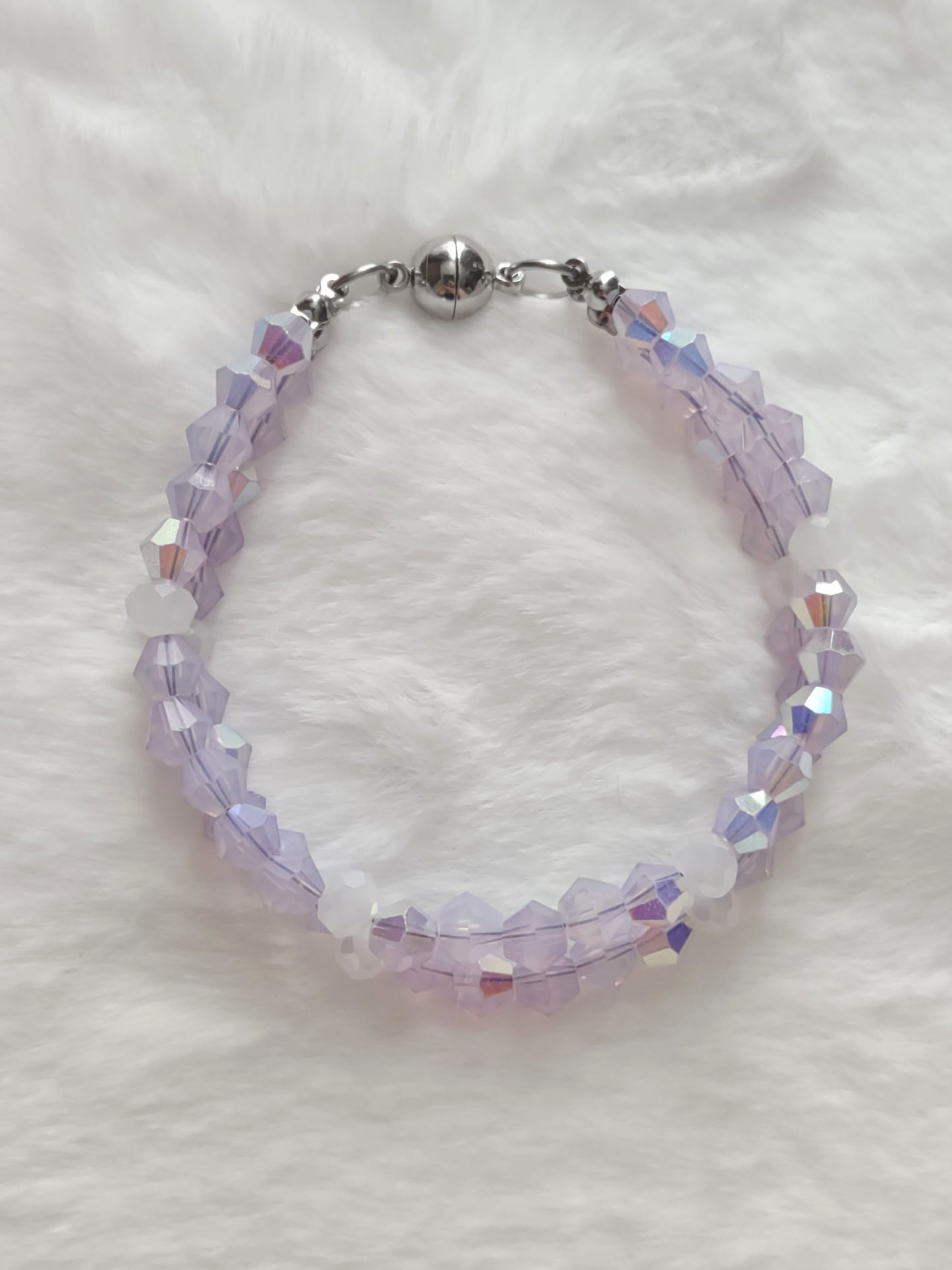 "Pastel Spring" Glass Bead 2 Strand Bracelet, Stainless Steel, Magnetic Clasp