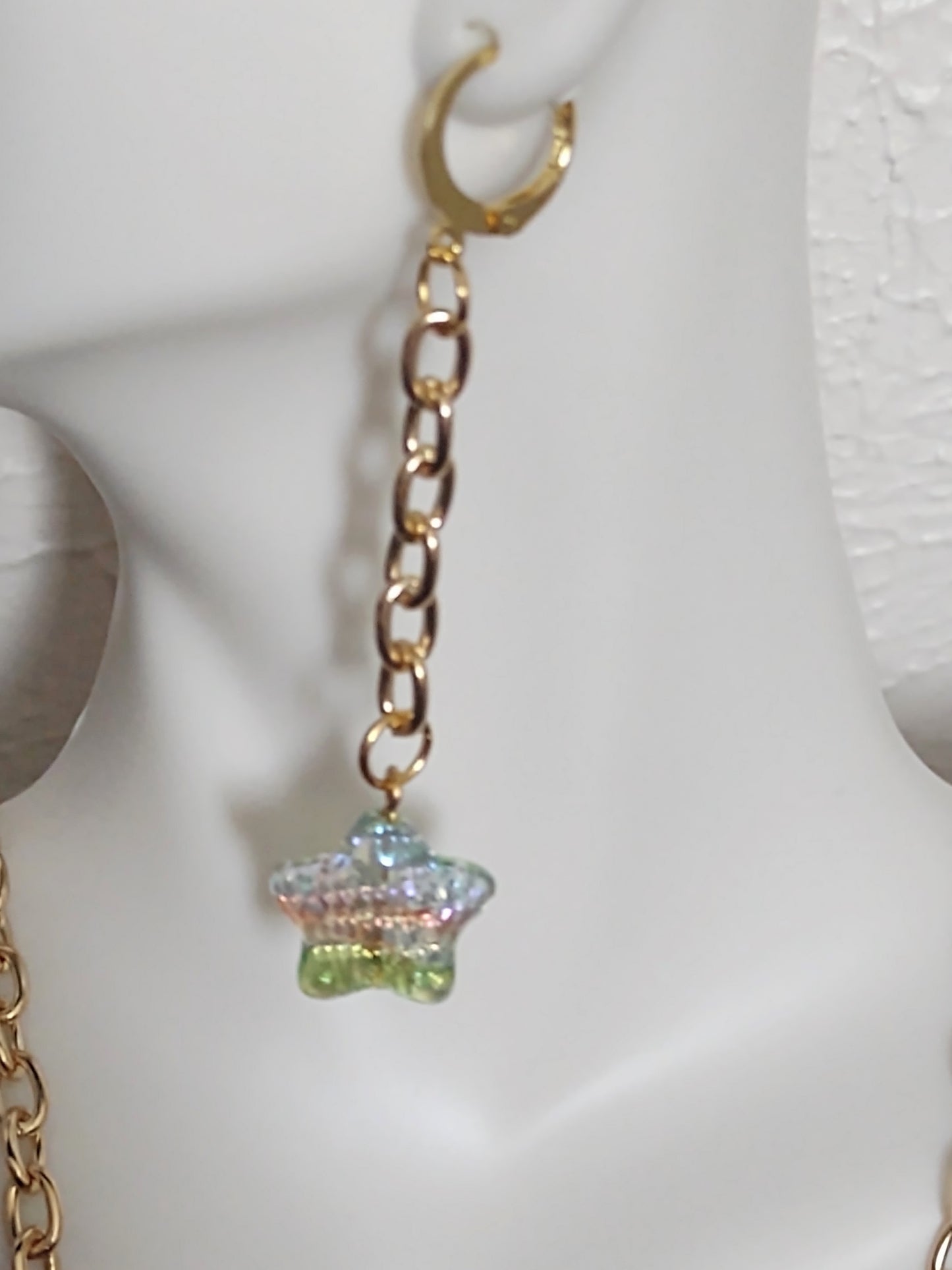 "Stars or Hearts" Gold Stainless Steel Dangle Earrings, 2 Options
