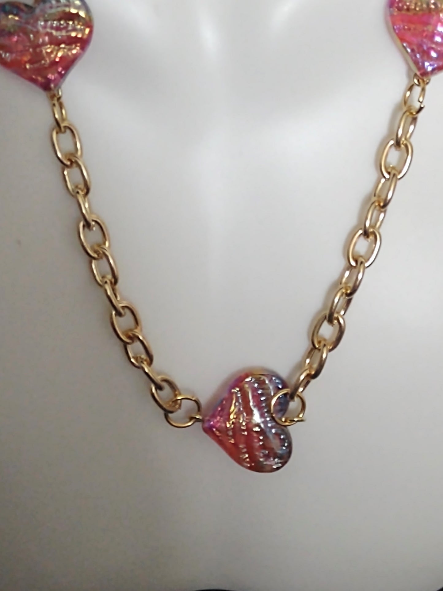 "Stars or Hearts" Gold Stainless Steel Necklace, Magnetic Clasp, 2 Options