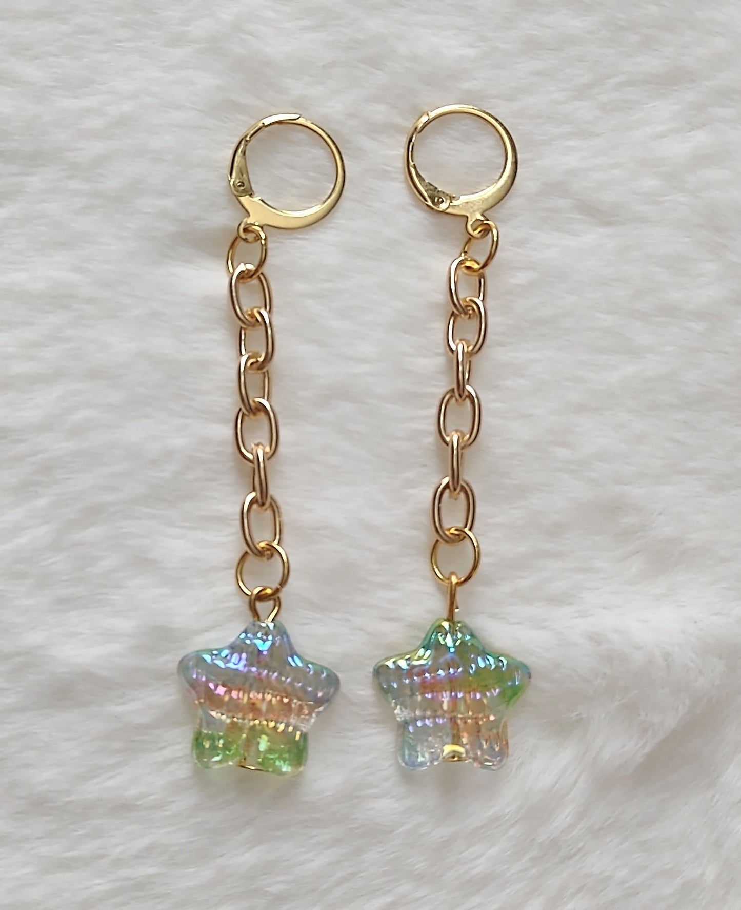 "Stars or Hearts" Gold Stainless Steel Dangle Earrings, 2 Options