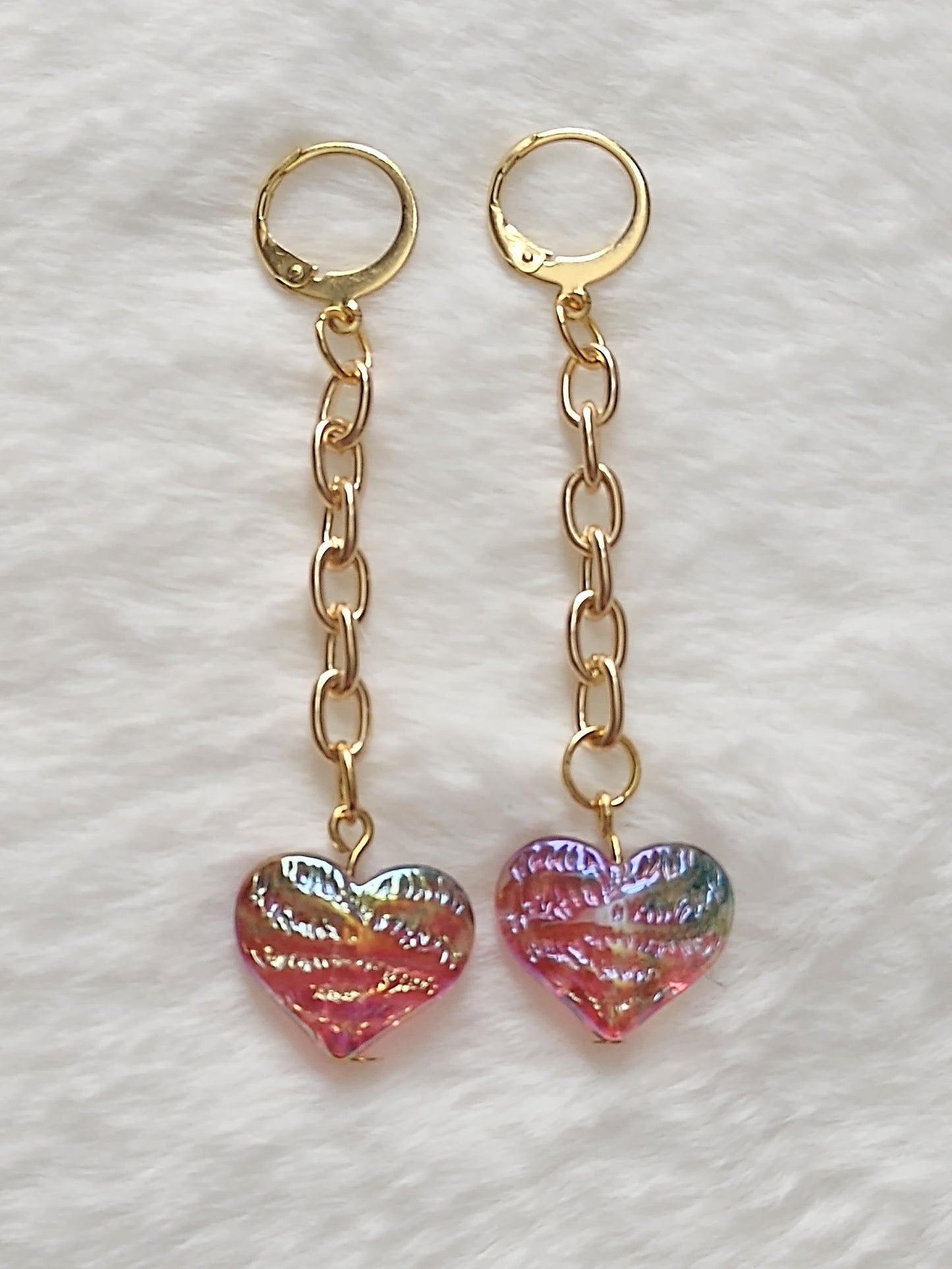 "Stars or Hearts" Gold Stainless Steel Dangle Earrings, 2 Options