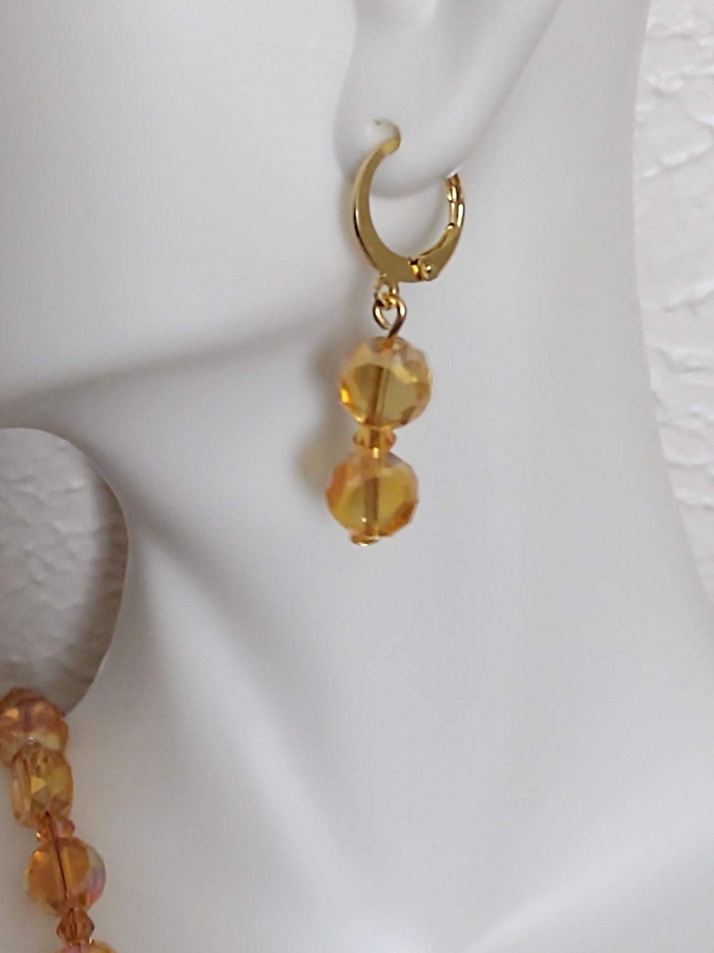 "Aurora" AB Glass Bead Dangle Earrings, Huggie back, Stainless Steel , 4 Colors