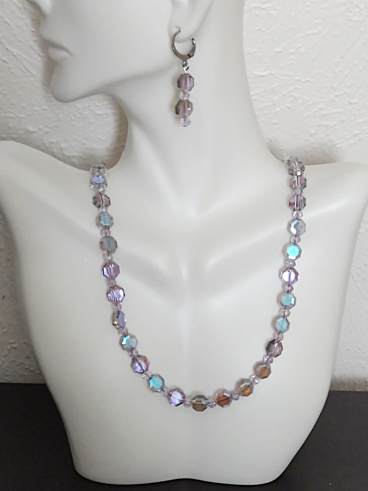 "Aurora" Glass Beaded Necklace, Stainless Steel, Magnetic Clasp, 4 Colors