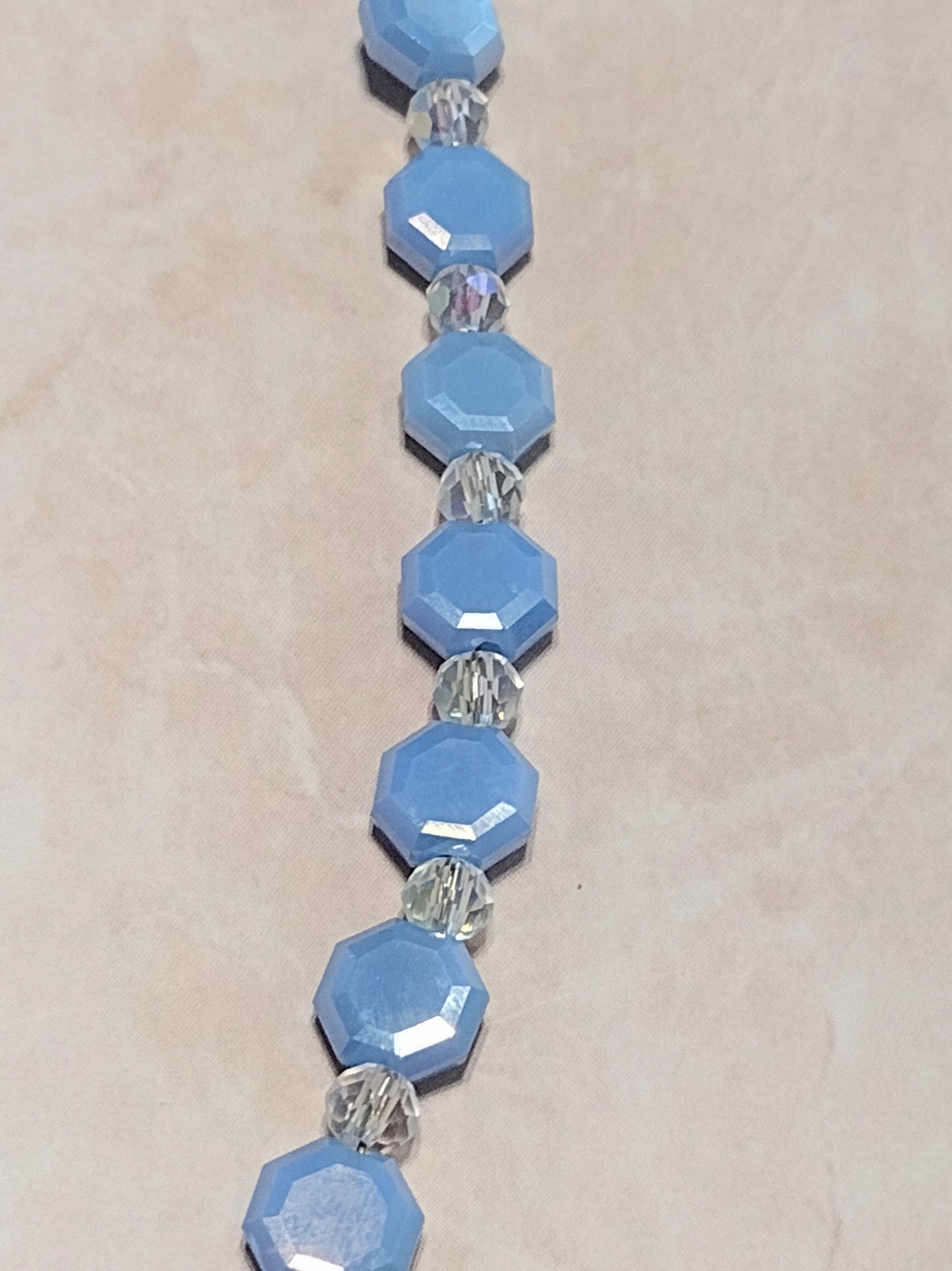 "Lagoon Blue" Beaded Pendant Necklace, Stainless Steel, Magnetic Clasp