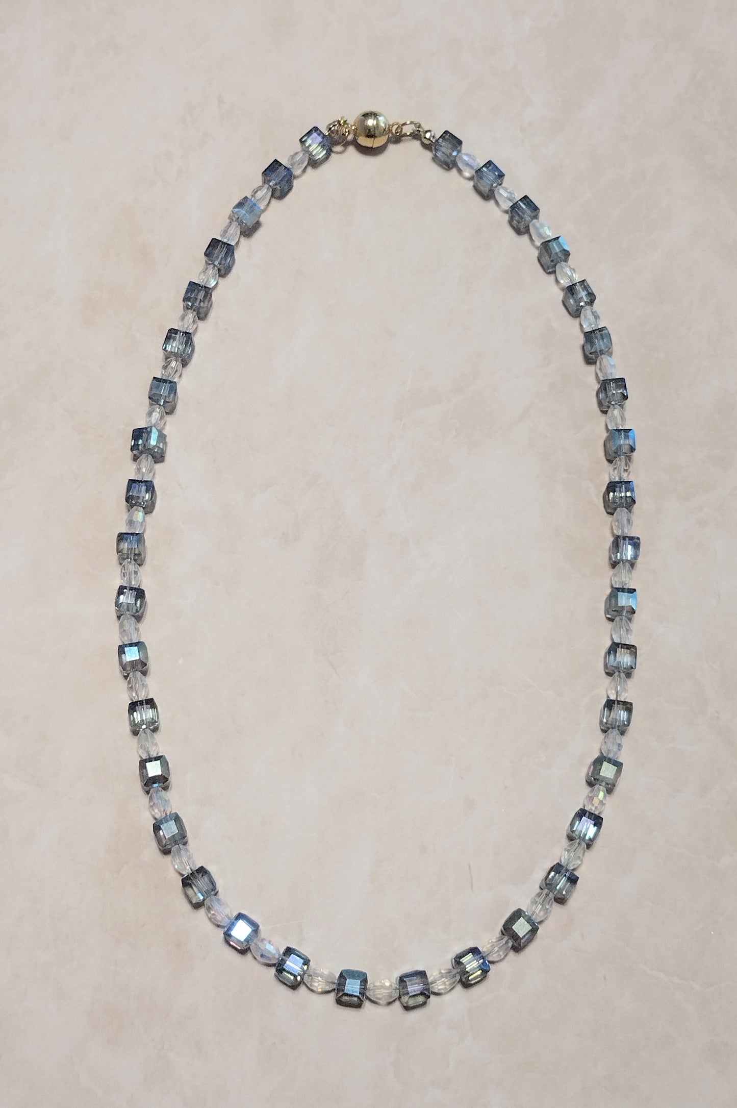 "Night Dreams" Glass Beaded Necklace, Stainless Steel, Magnetic Clasp