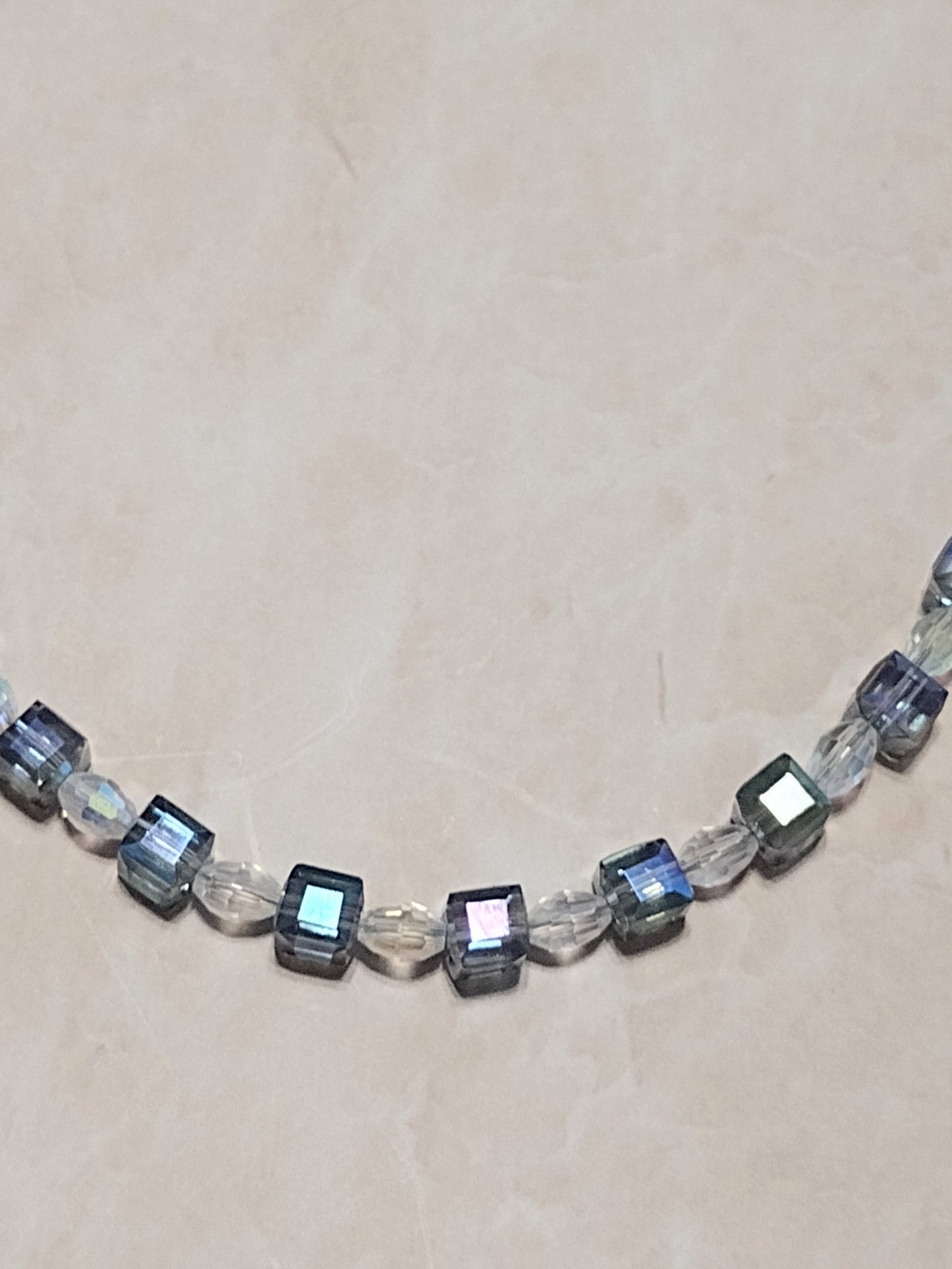 "Night Dreams" Glass Beaded Necklace, Stainless Steel, Magnetic Clasp