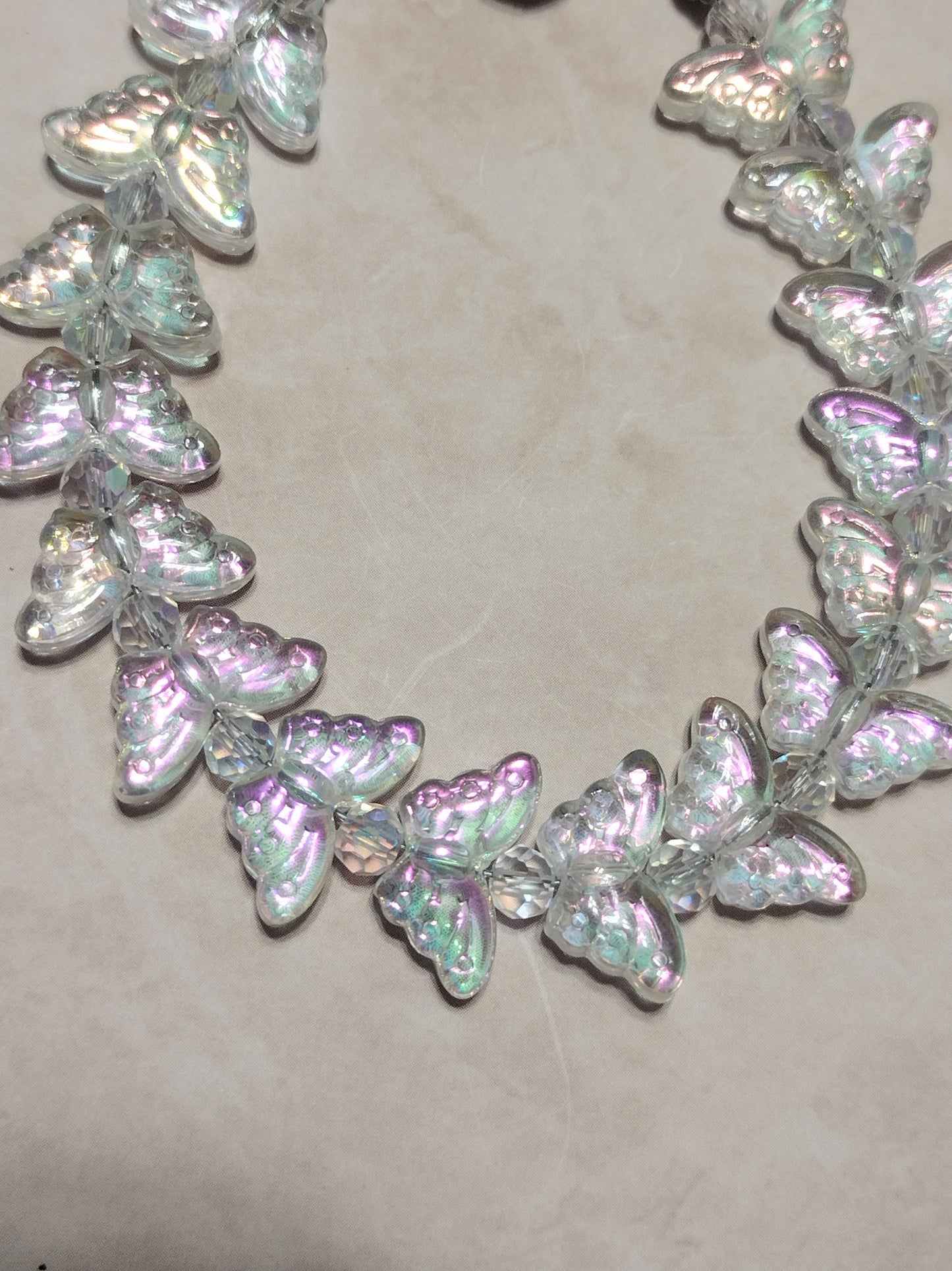 "Butterfly Summer" Glass Bead Butterfly Bracelet, Stainless Steel, Magnetic Clasp