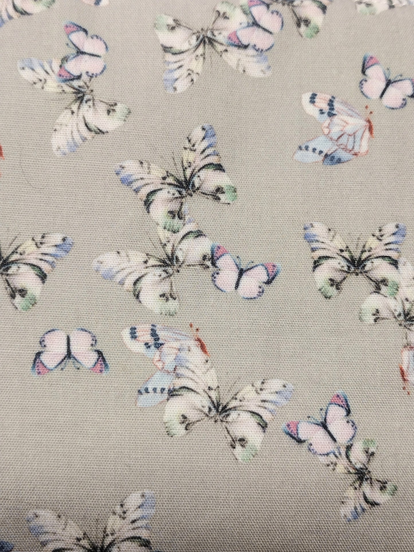 Gray Cotton Butterfly Print Makeup/Accessory Bag (Large), Cosmetic Bag