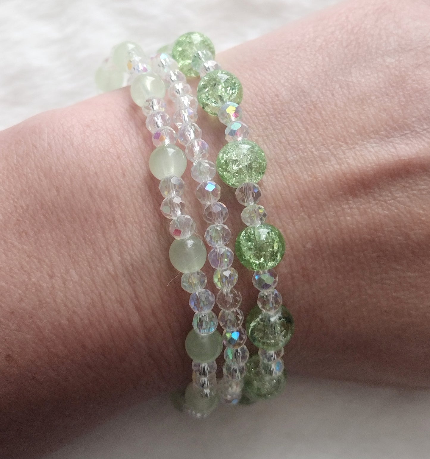 "Pastel Spring" Bracelet Stacker, Stretch Bracelets, Glass Beads, 4 Colors