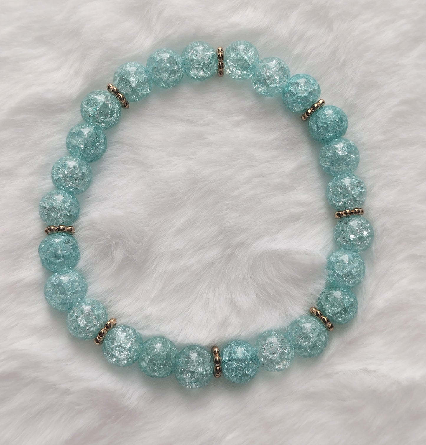 "Broken Glass" Glass Beaded Bracelet, Stretch Bracelet, Gold Stainless Steel, 3 Colors