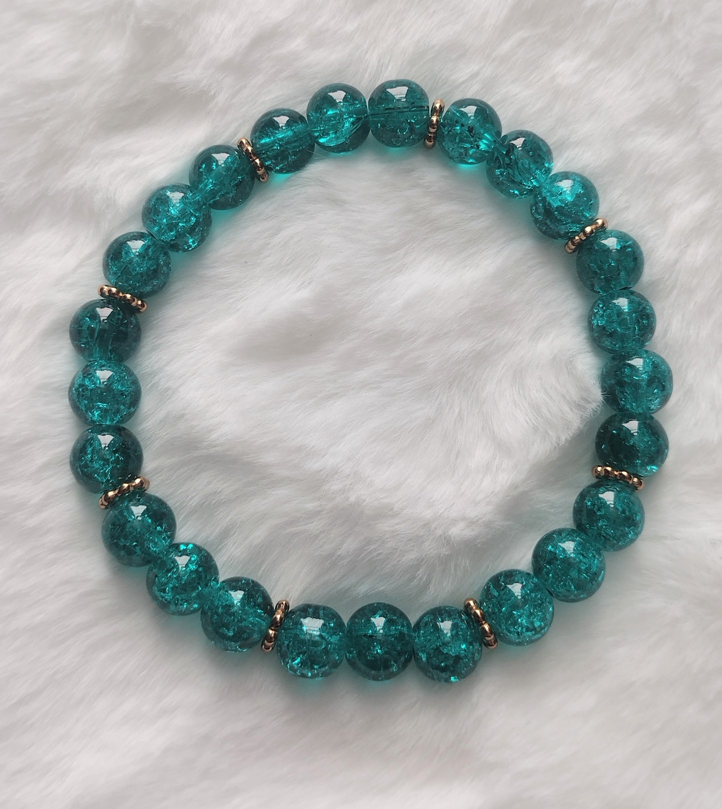 "Broken Glass" Glass Beaded Bracelet, Stretch Bracelet, Gold Stainless Steel, 3 Colors