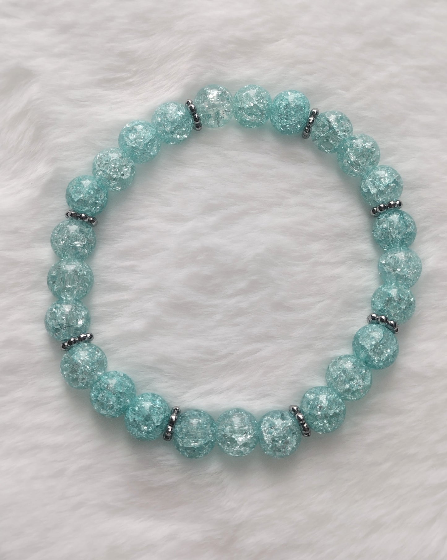 "Broken Glass" Glass Beaded Bracelet, Stretch Bracelet, Silver Stainless Steel, 3 Colors