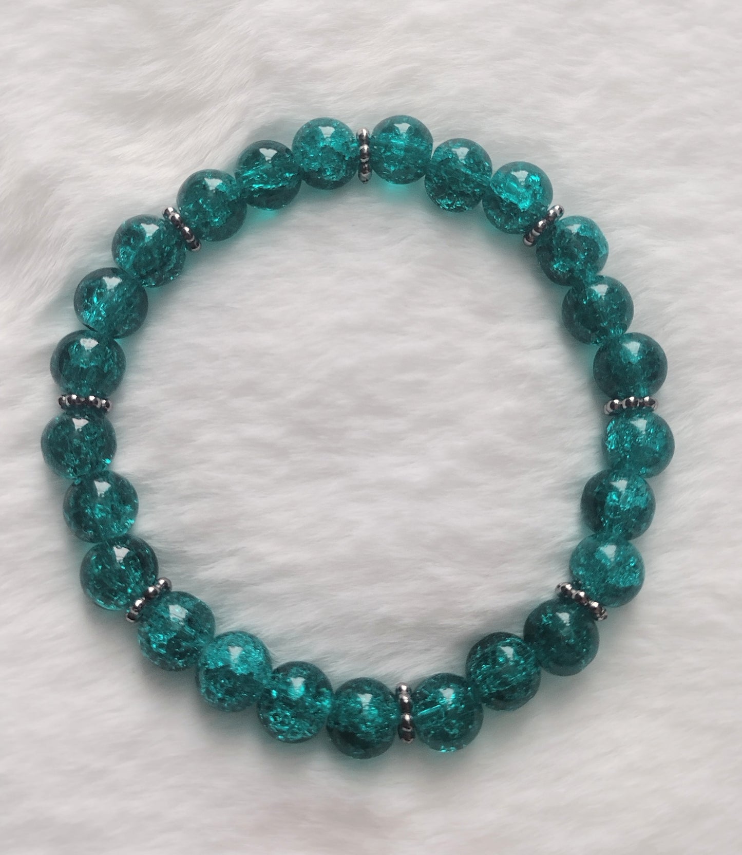 "Broken Glass" Glass Beaded Bracelet, Stretch Bracelet, Silver Stainless Steel, 3 Colors
