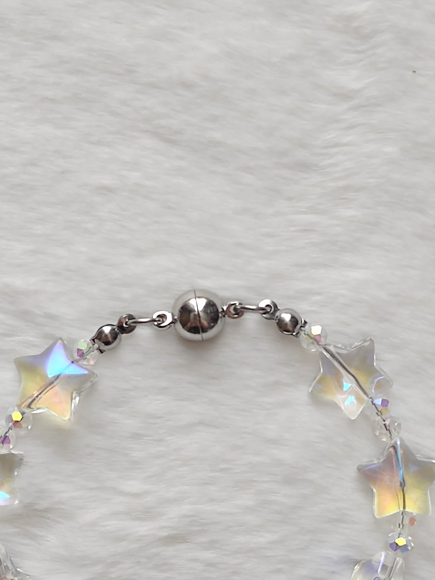"Starfire" AB Glass Bead Star Bracelet, Magnetic Clasp, Stainless Steel, 2 Colors
