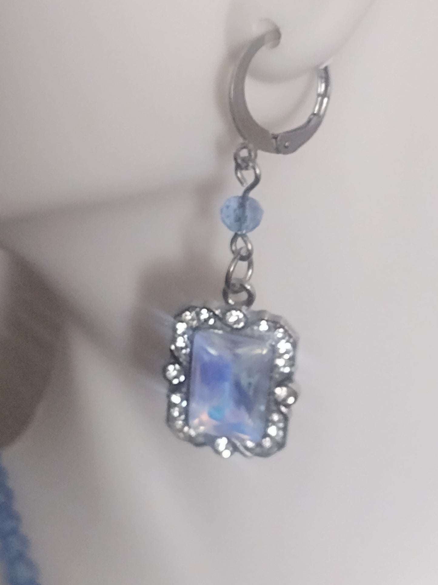 “Arctic Glamour” Glass Bead Earrings, Huggie Backs, Silver Stainless Steel, 2 Colors