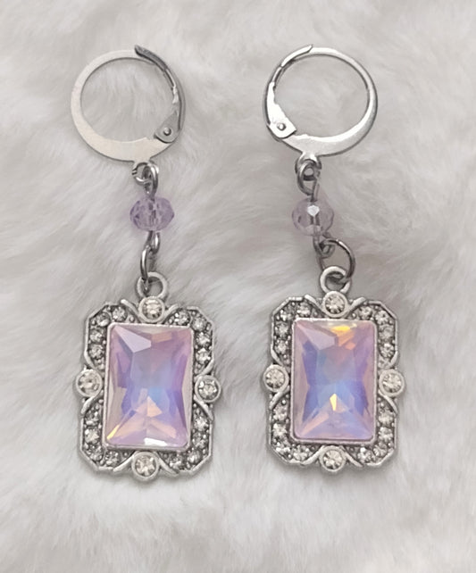“Arctic Glamour” Glass Bead Earrings, Huggie Backs, Silver Stainless Steel, 2 Colors