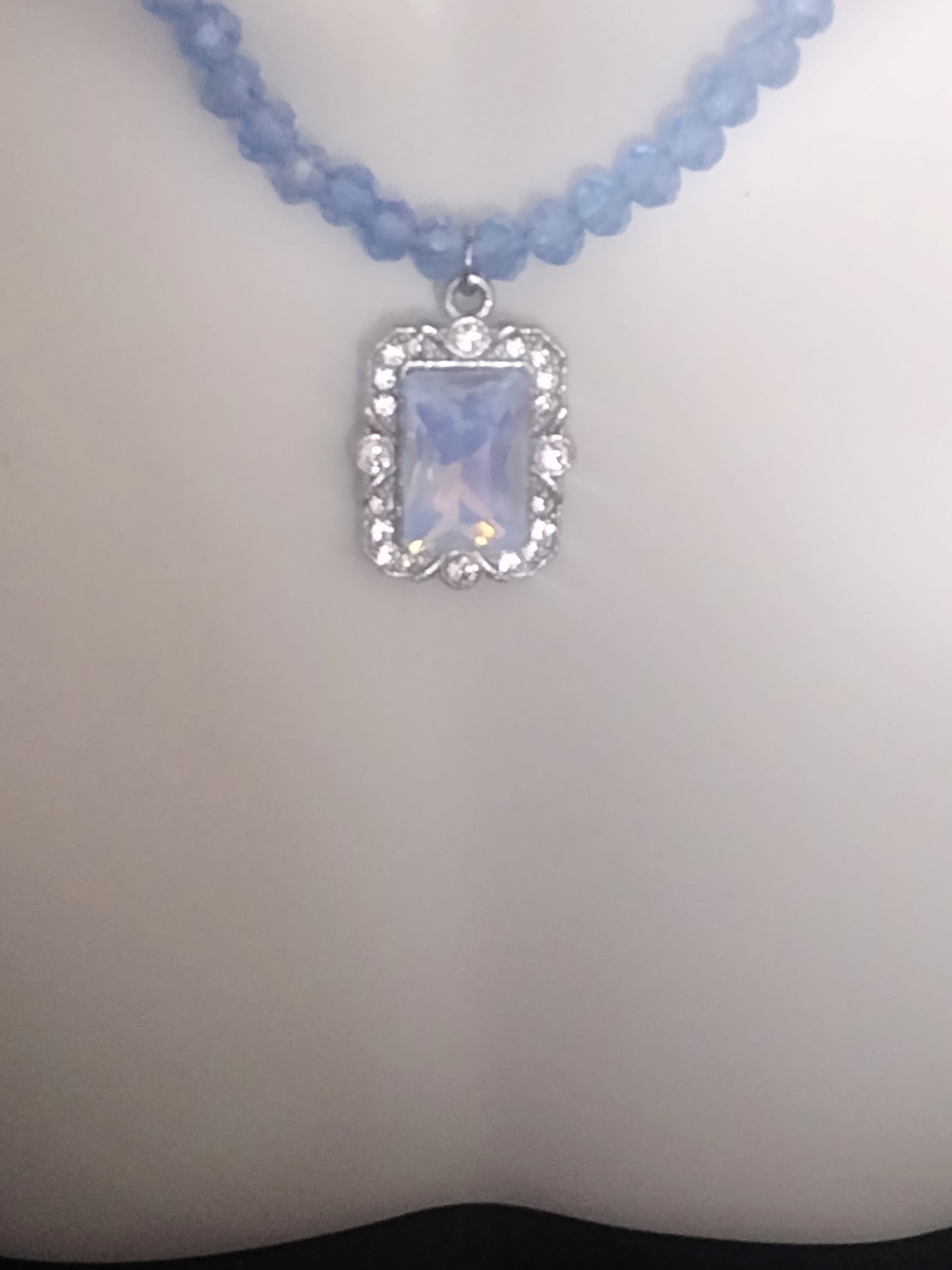 “Arctic Glamour” Glass Bead Necklace , Magnetic Clasp, Silver Stainless Steel, 2 Colors