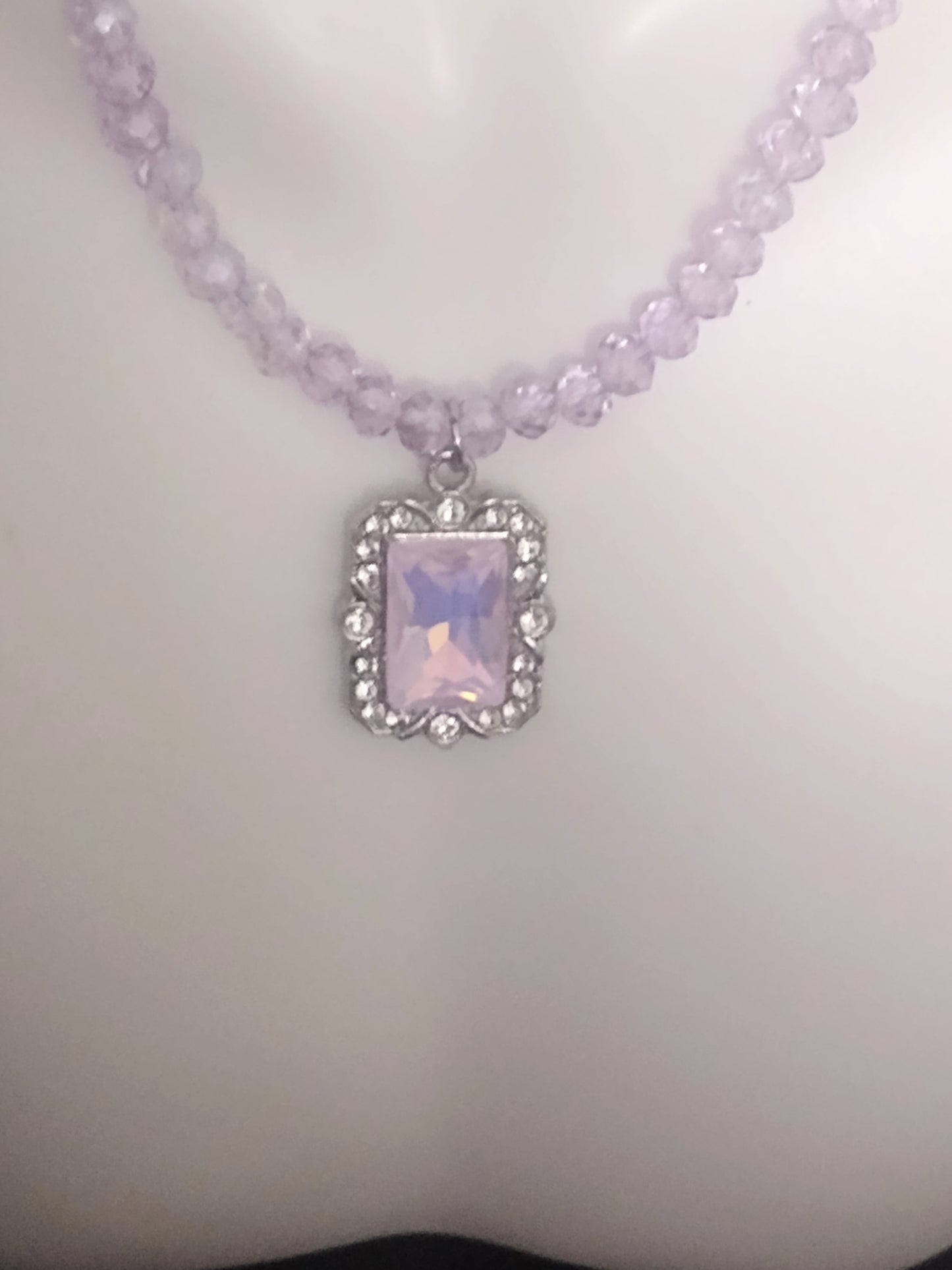 “Arctic Glamour” Glass Bead Necklace , Magnetic Clasp, Silver Stainless Steel, 2 Colors