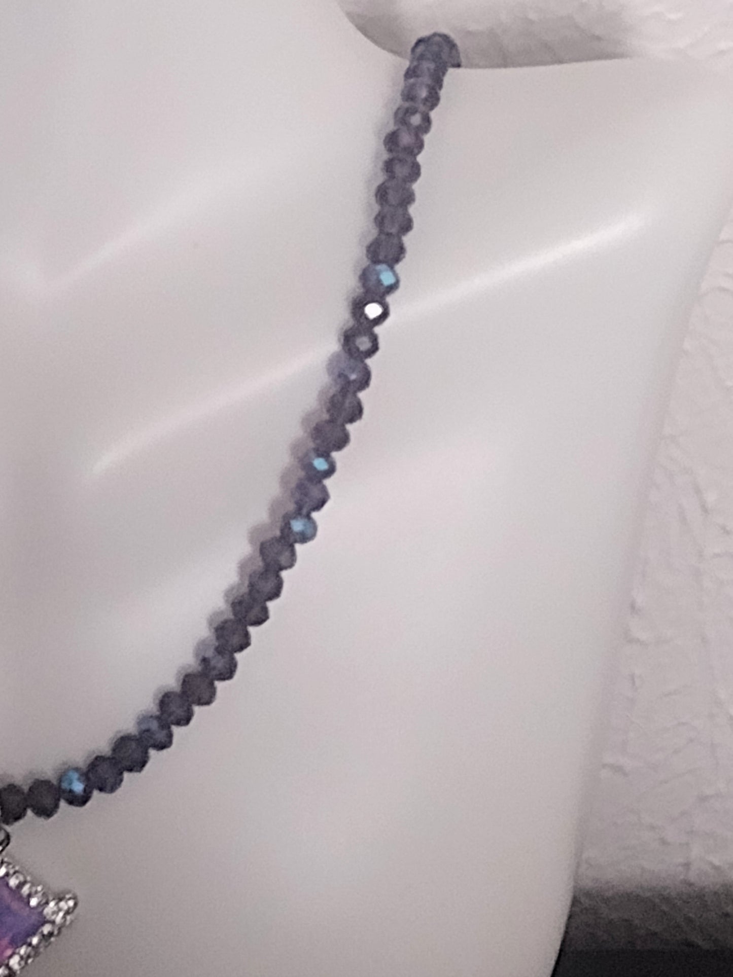 "Purple Passion" AB Glass Beaded Necklace, Stainless Steel, Magnetic Clasp, 1 Color