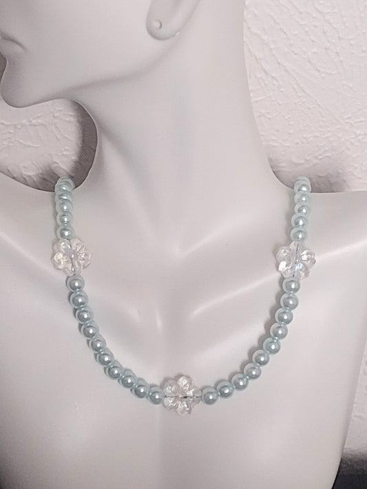 "Spring Pearls" Glass Pearl Beaded Necklace, Stainless Steel, Magnetic Clasp, 6 Colors