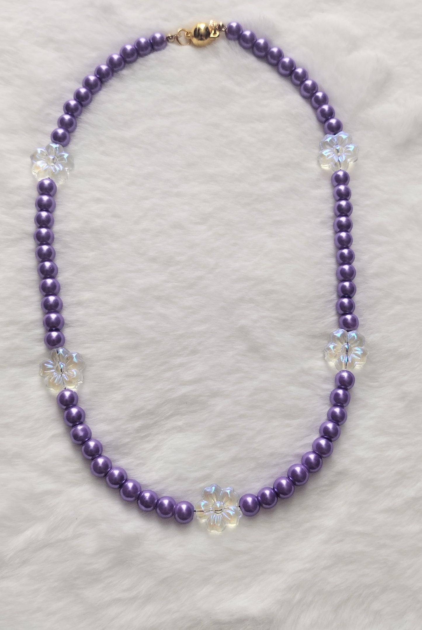 "Spring Pearls" Glass Pearl Beaded Necklace, Stainless Steel, Magnetic Clasp, 6 Colors