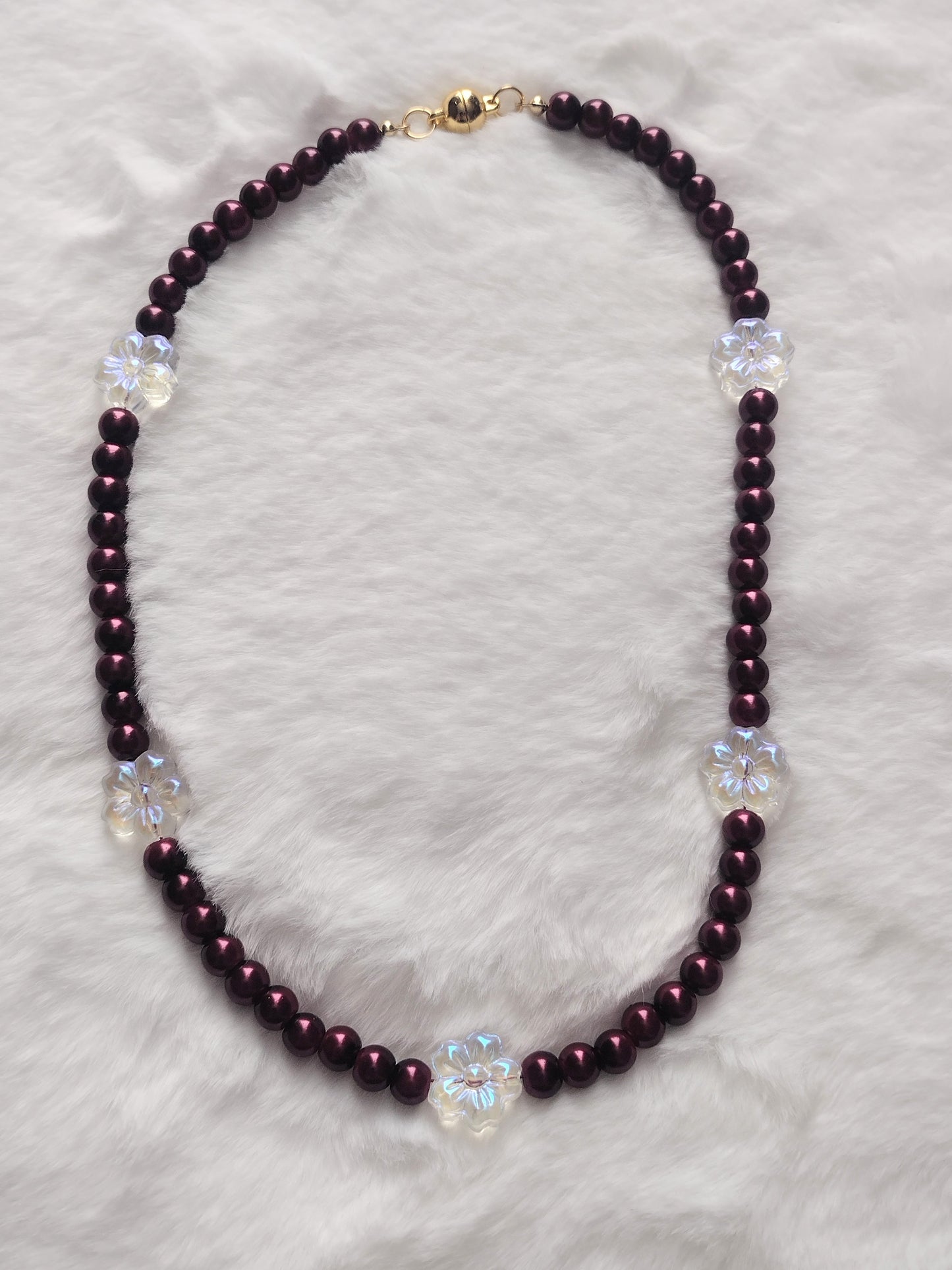 "Spring Pearls" Glass Pearl Beaded Necklace, Stainless Steel, Magnetic Clasp, 6 Colors