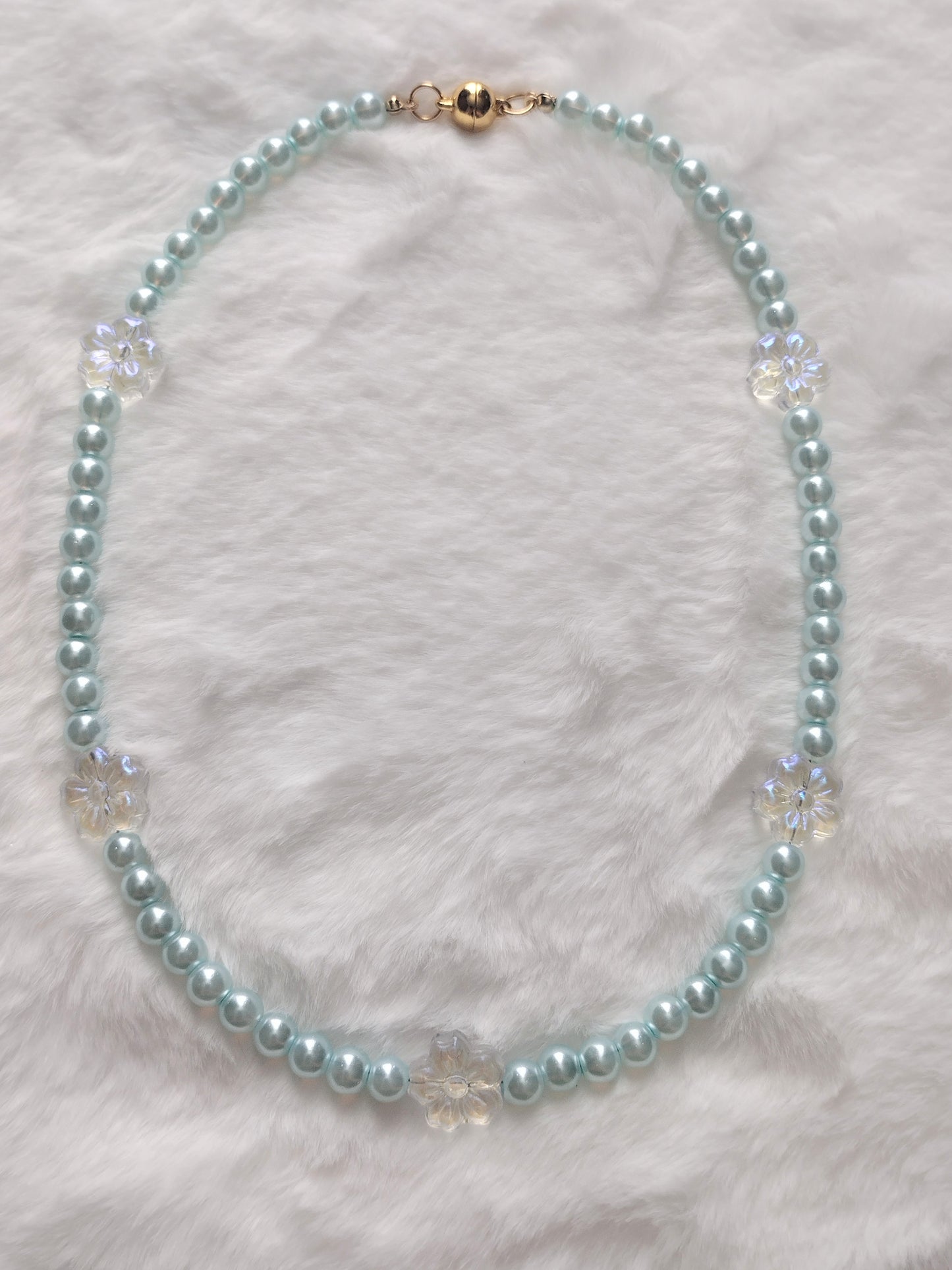 "Spring Pearls" Glass Pearl Beaded Necklace, Stainless Steel, Magnetic Clasp, 6 Colors