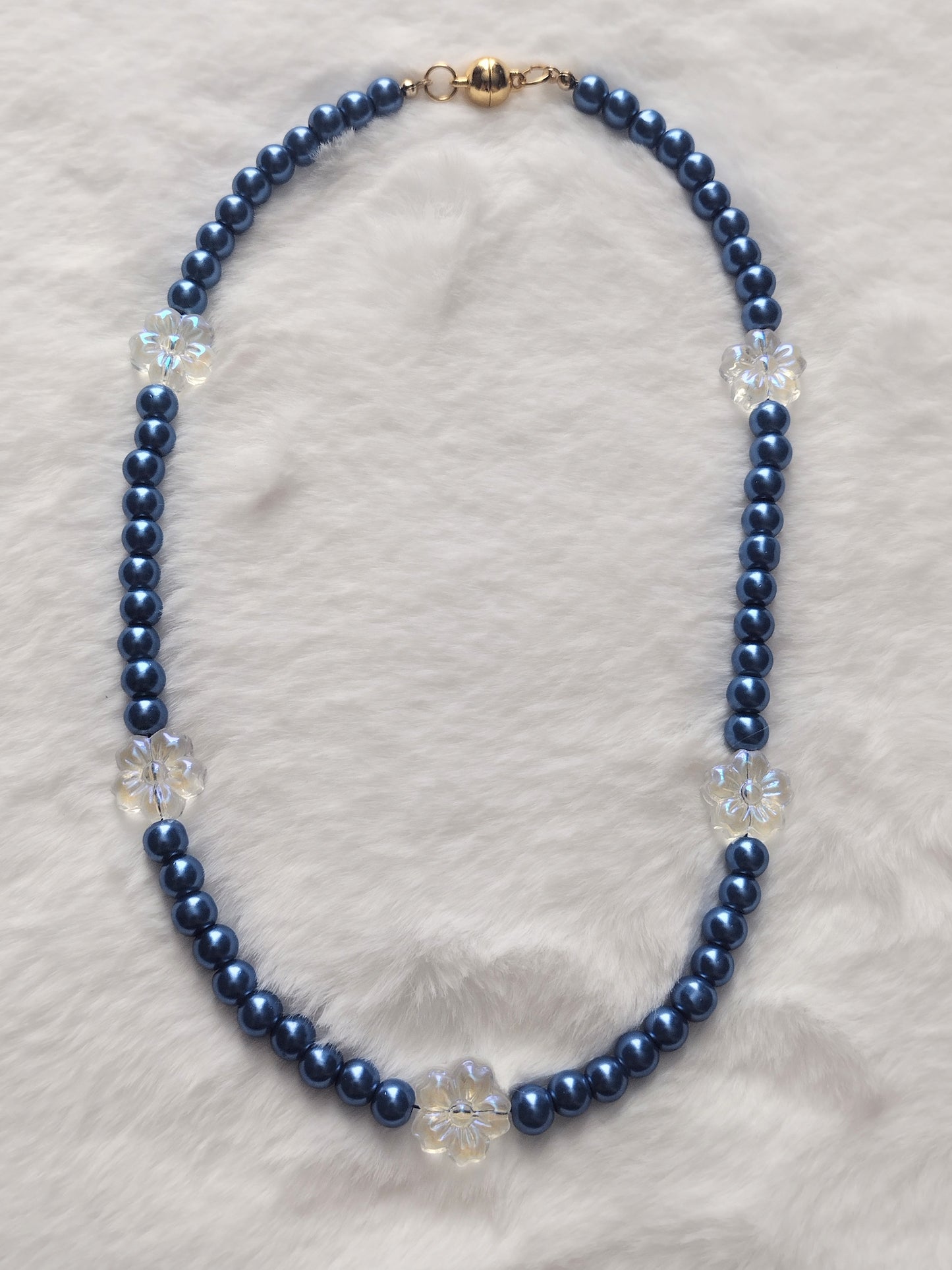 "Spring Pearls" Glass Pearl Beaded Necklace, Stainless Steel, Magnetic Clasp, 6 Colors