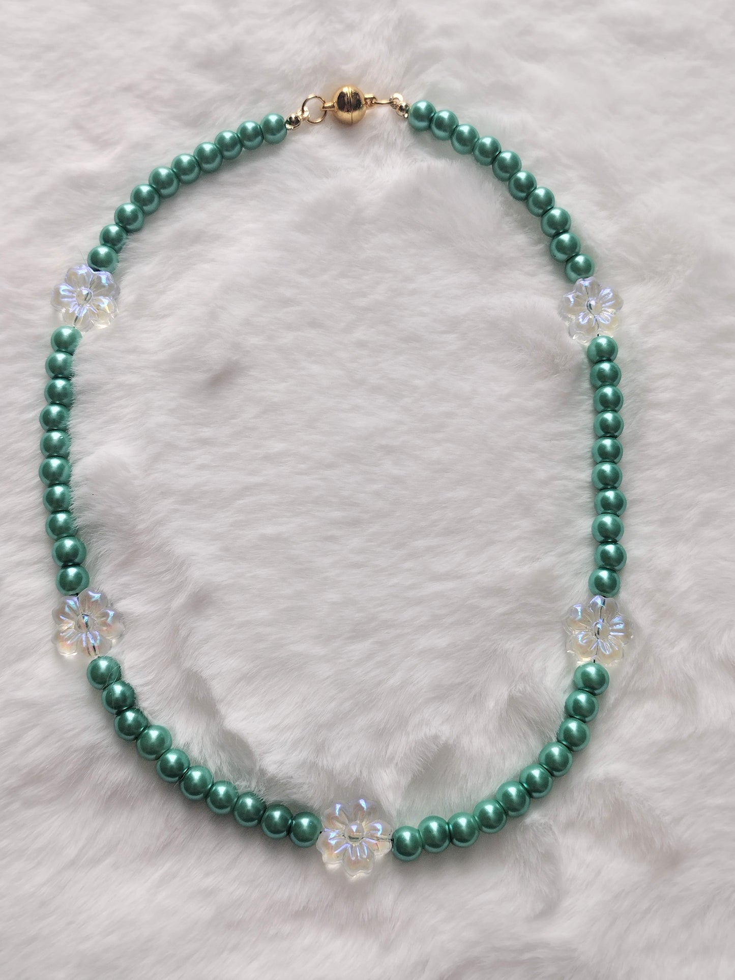 "Spring Pearls" Glass Pearl Beaded Necklace, Stainless Steel, Magnetic Clasp, 6 Colors