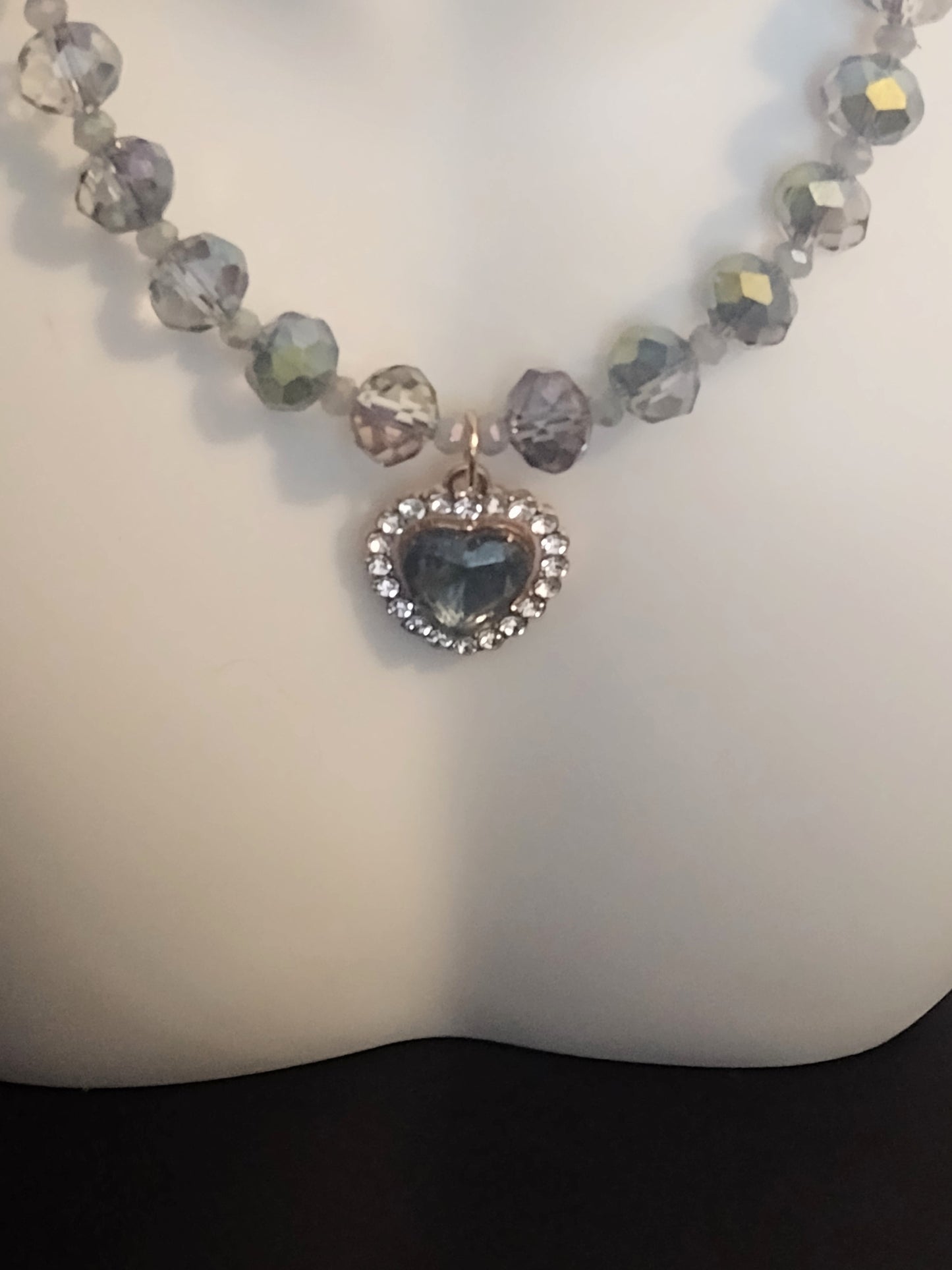 "Stormy Love" Glass Beaded Necklace, Magnetic Clasp, Stainless Steel