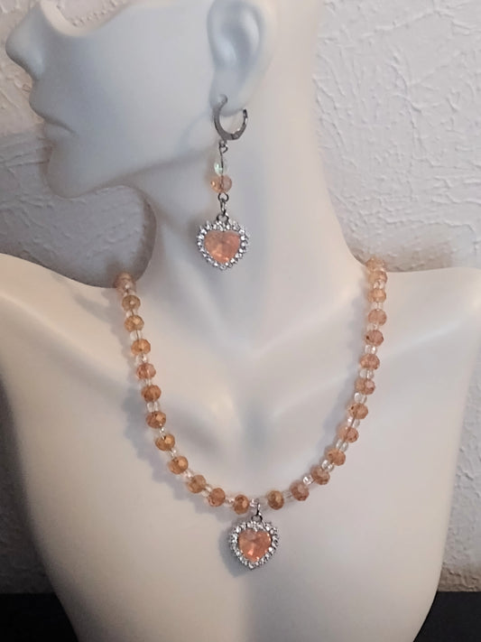 "Sunset Crush" Glass Beaded Necklace, Magnetic Clasp,