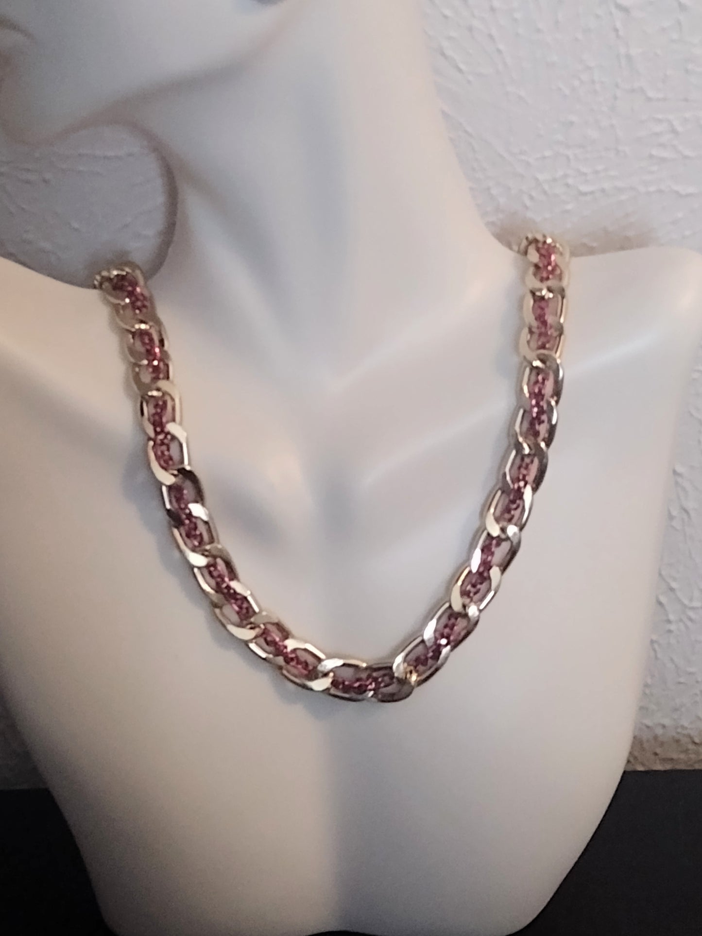 "Gold Two Toned" Gold Stainless Steel Chunky Chain Necklace, Magnetic Clasp