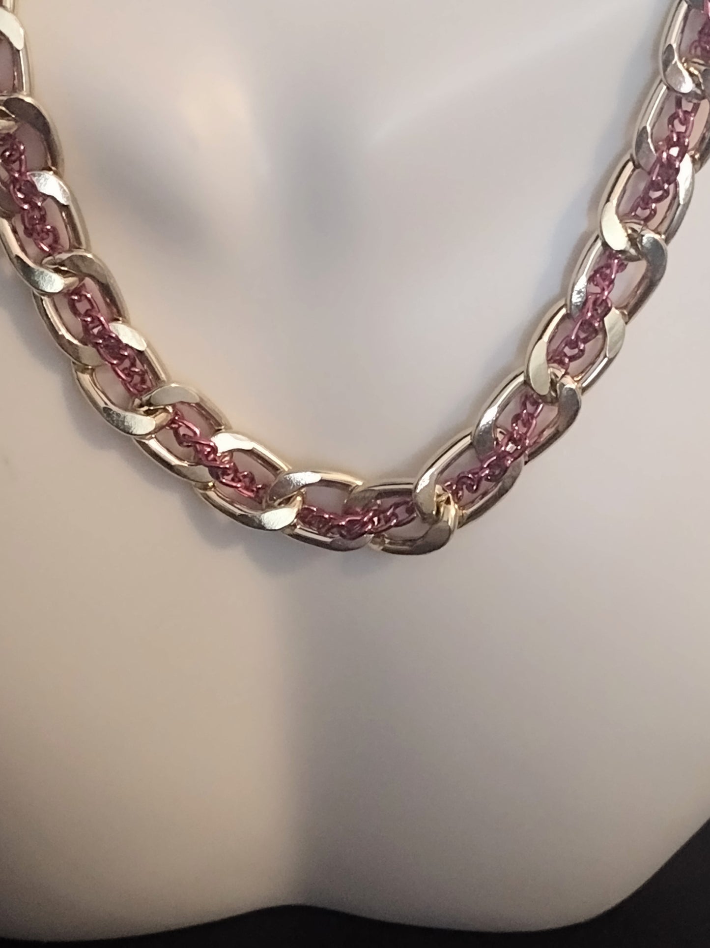 "Gold Two Toned" Gold Stainless Steel Chunky Chain Necklace, Magnetic Clasp