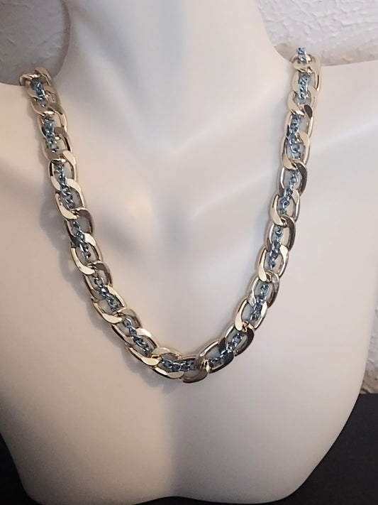 "Gold Two Toned" Gold Stainless Steel Chunky Chain Necklace, Magnetic Clasp