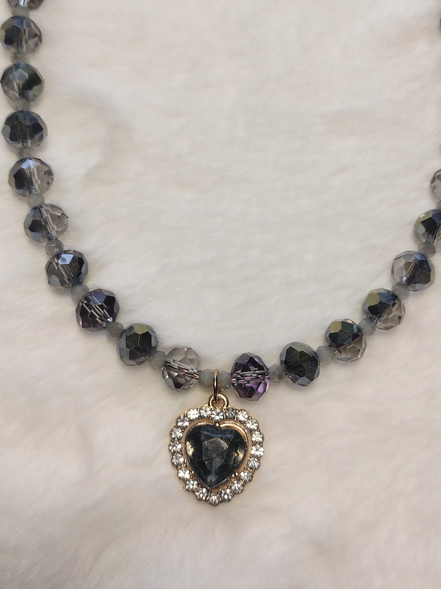 "Stormy Love" Glass Beaded Necklace, Magnetic Clasp, Stainless Steel