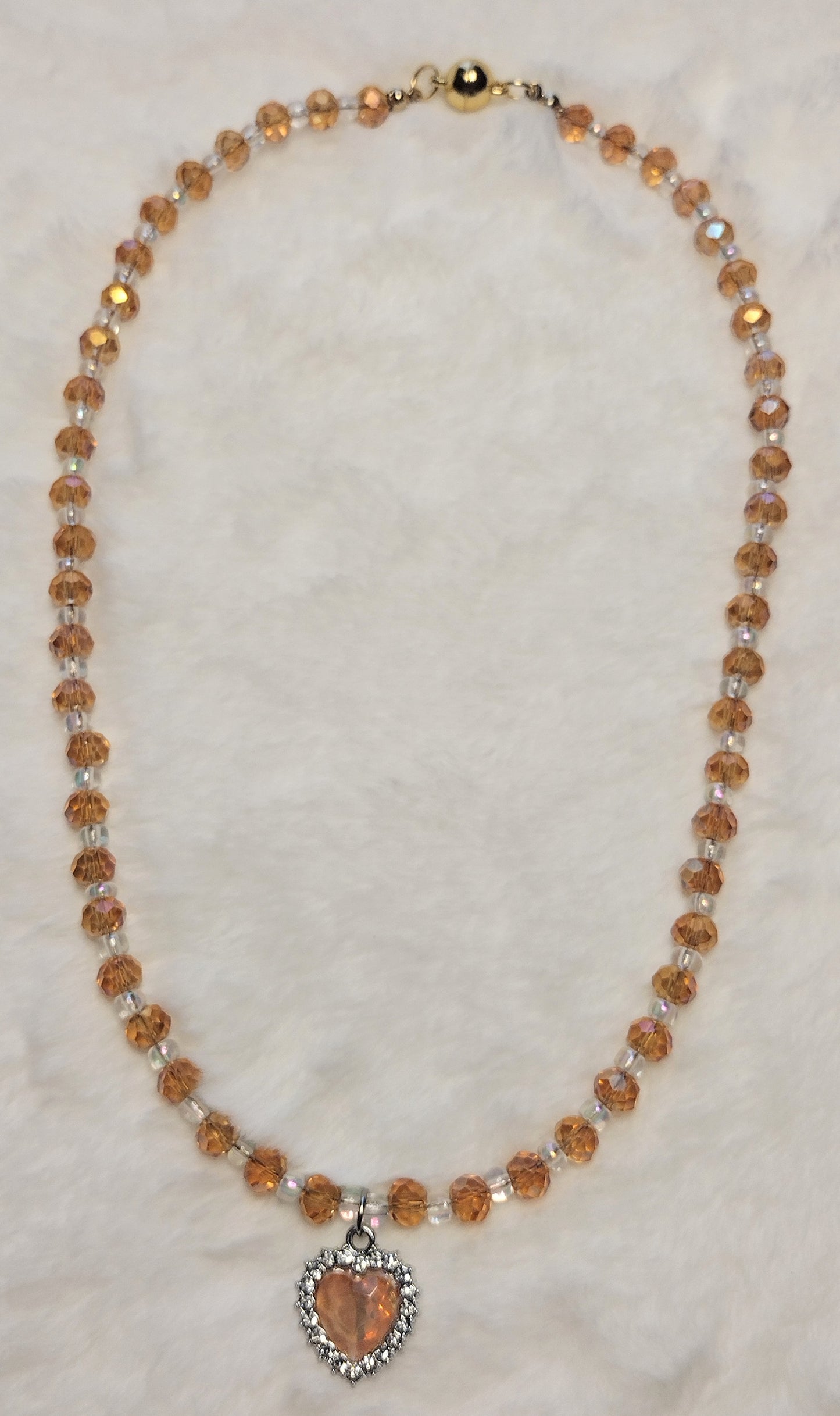 "Sunset Crush" Glass Beaded Necklace, Magnetic Clasp,