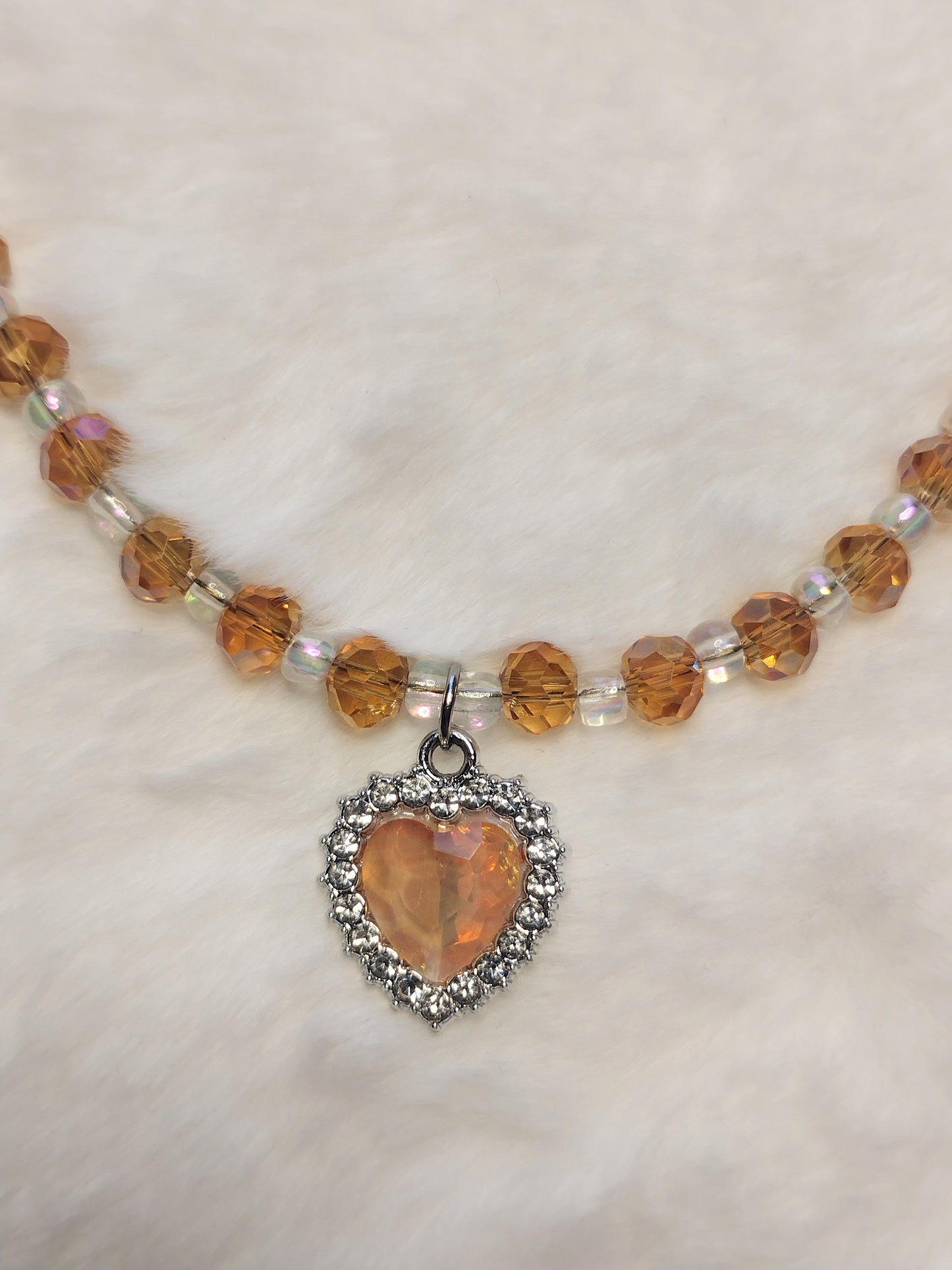 "Sunset Crush" Glass Beaded Necklace, Magnetic Clasp,