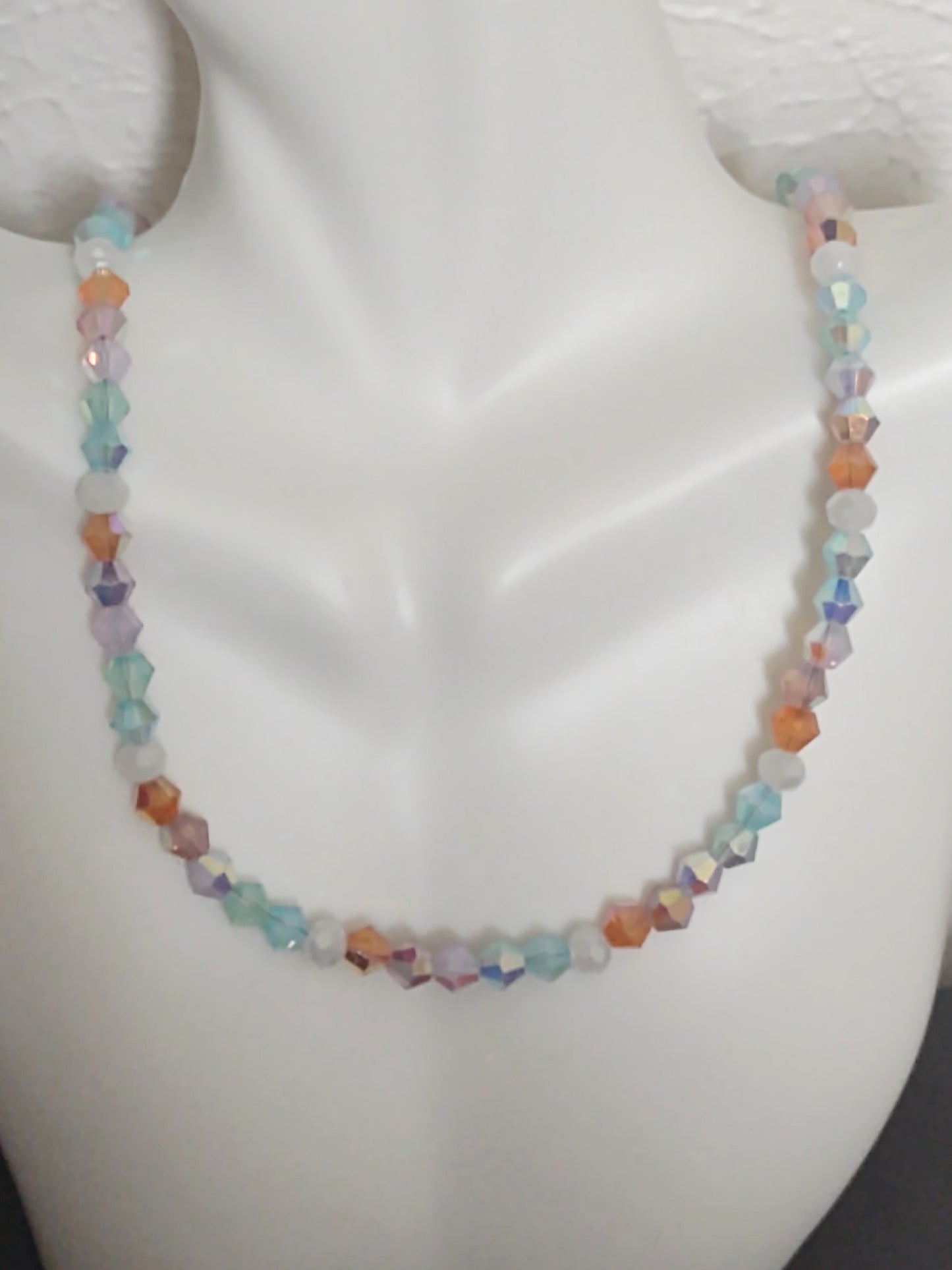 "Pastel Spring" Glass Beaded Necklace, Stainless Steel, Magnetic Clasp, 6 Colors