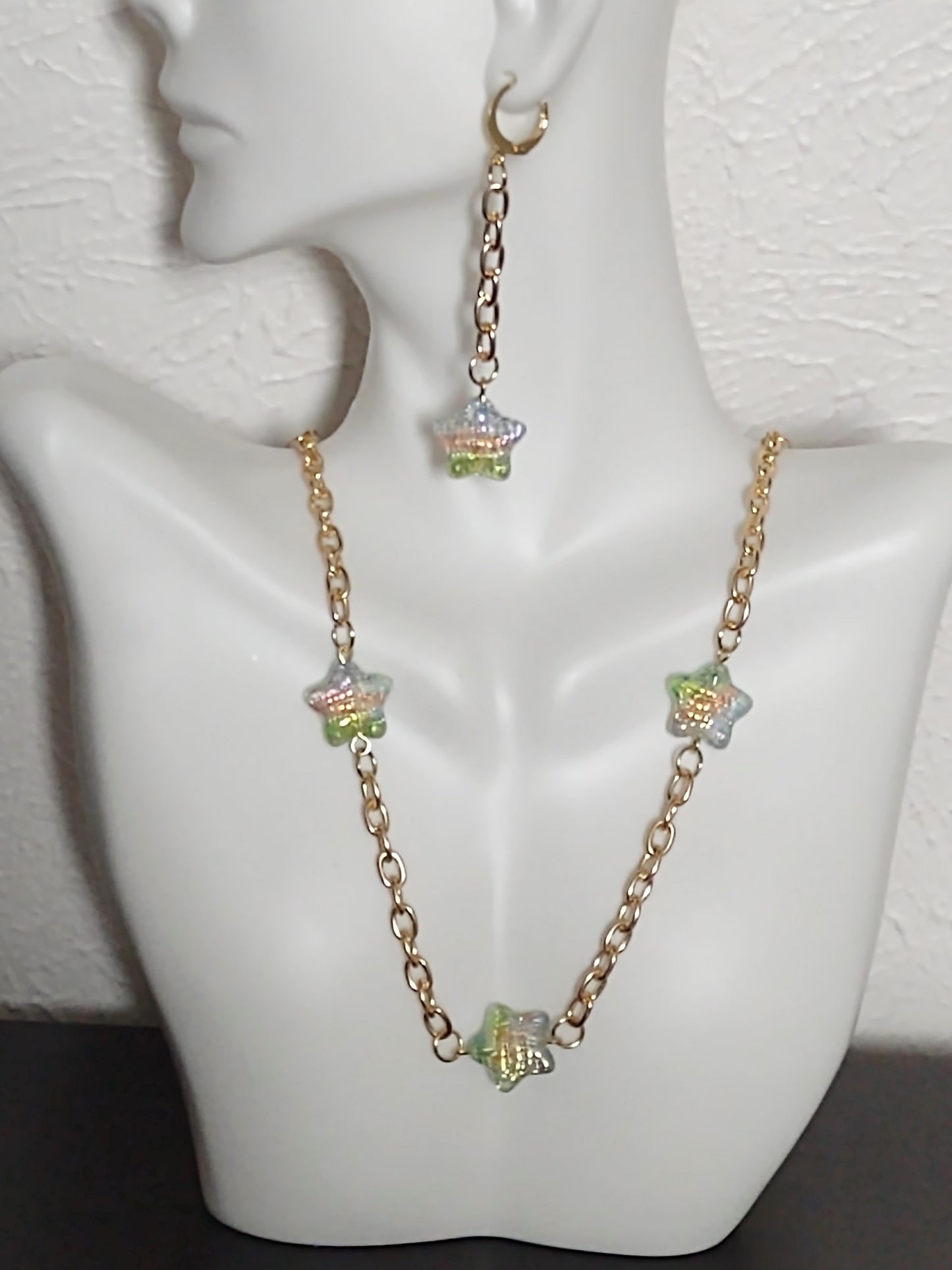 "Stars or Hearts" Gold Stainless Steel Necklace, Magnetic Clasp, 2 Options