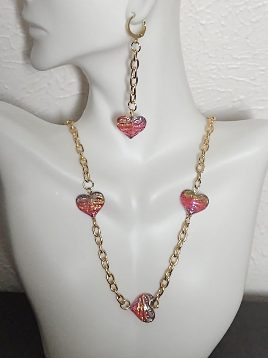 "Stars or Hearts" Gold Stainless Steel Necklace, Magnetic Clasp, 2 Options