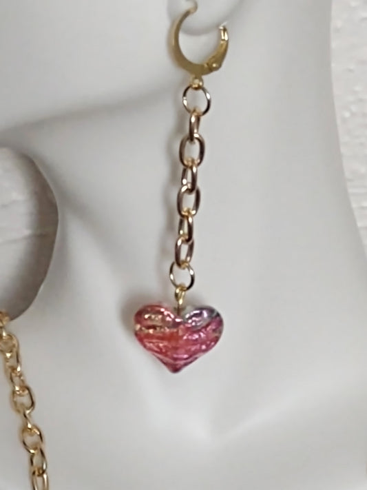 "Stars or Hearts" Gold Stainless Steel Dangle Earrings, 2 Options