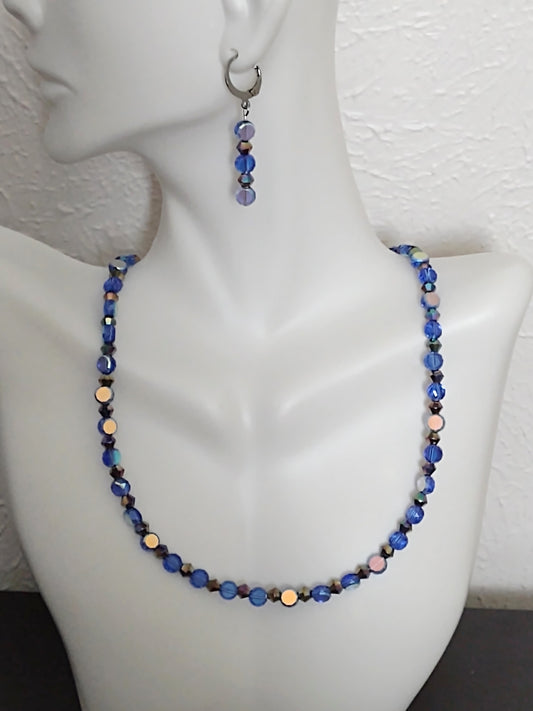"Mystic Mini Aurora" AB Glass Beaded Necklace, Stainless Steel, Magnetic Clasp, 2 Colors