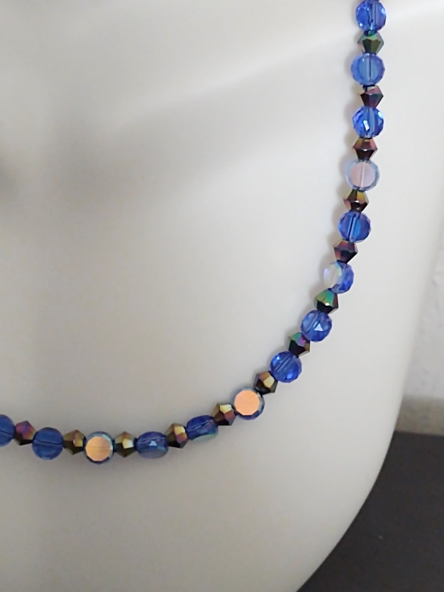 "Mystic Mini Aurora" AB Glass Beaded Necklace, Stainless Steel, Magnetic Clasp, 2 Colors