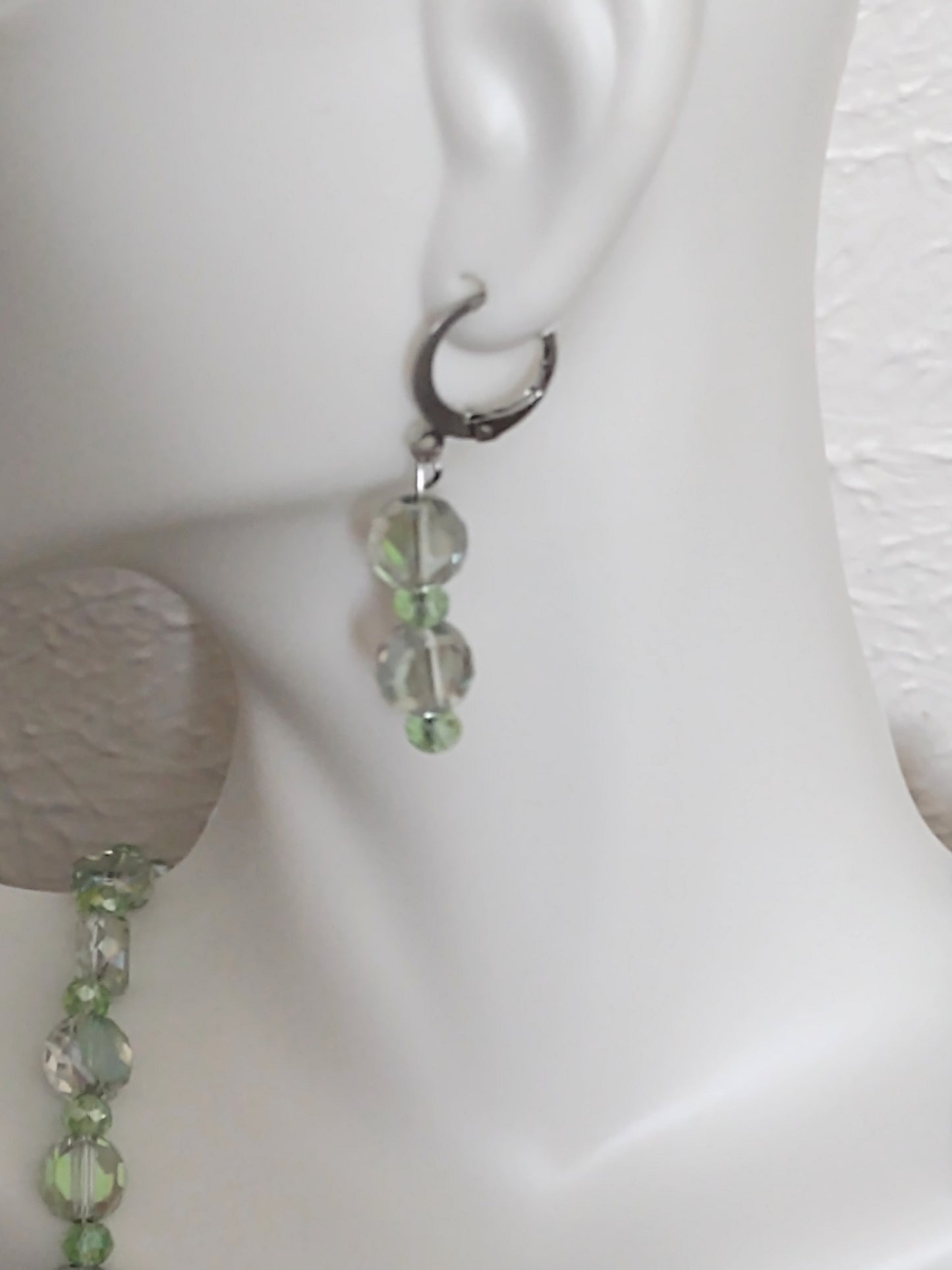 "Aurora" AB Glass Bead Dangle Earrings, Huggie back, Stainless Steel , 4 Colors