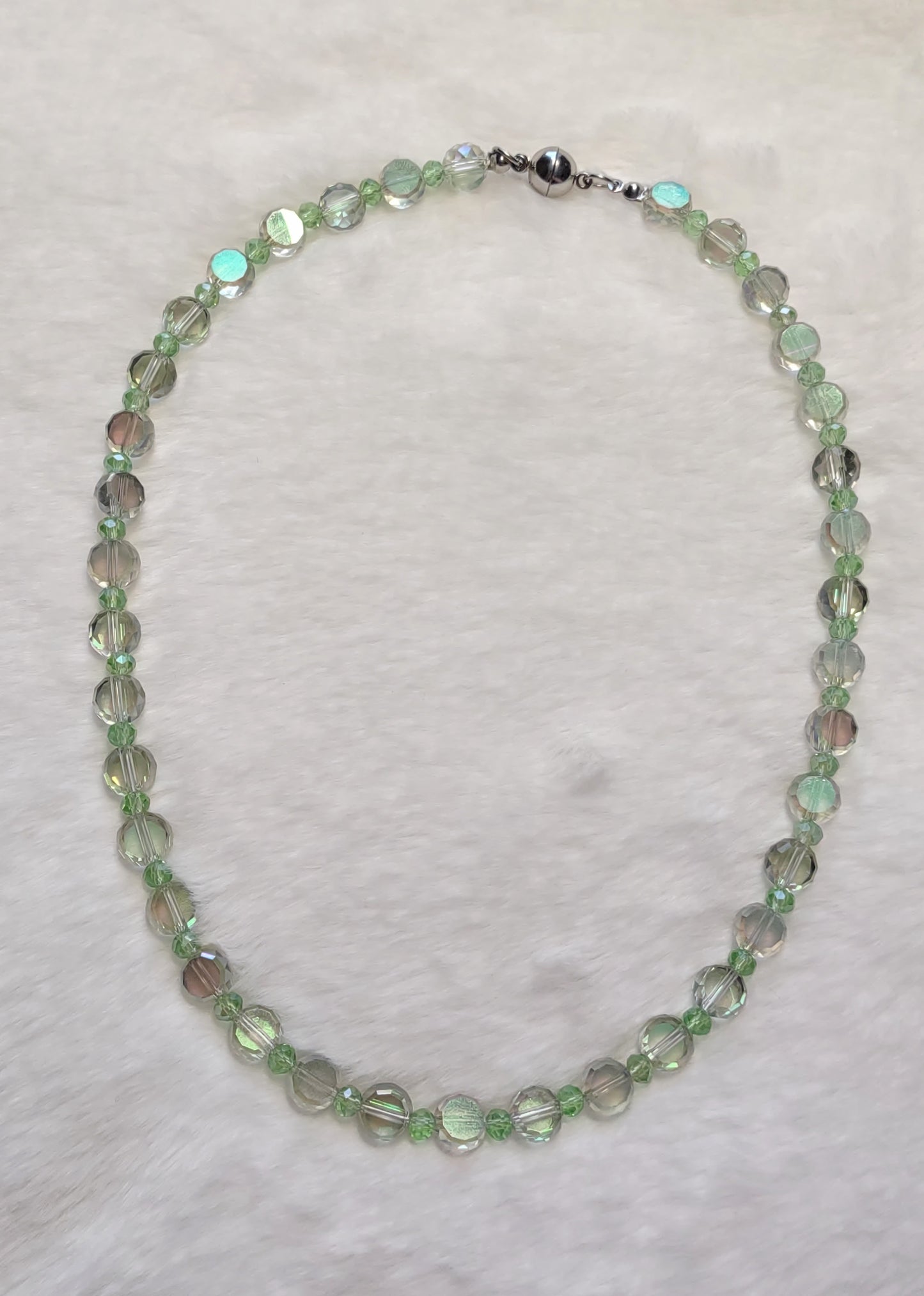 "Aurora" Glass Beaded Necklace, Stainless Steel, Magnetic Clasp, 4 Colors