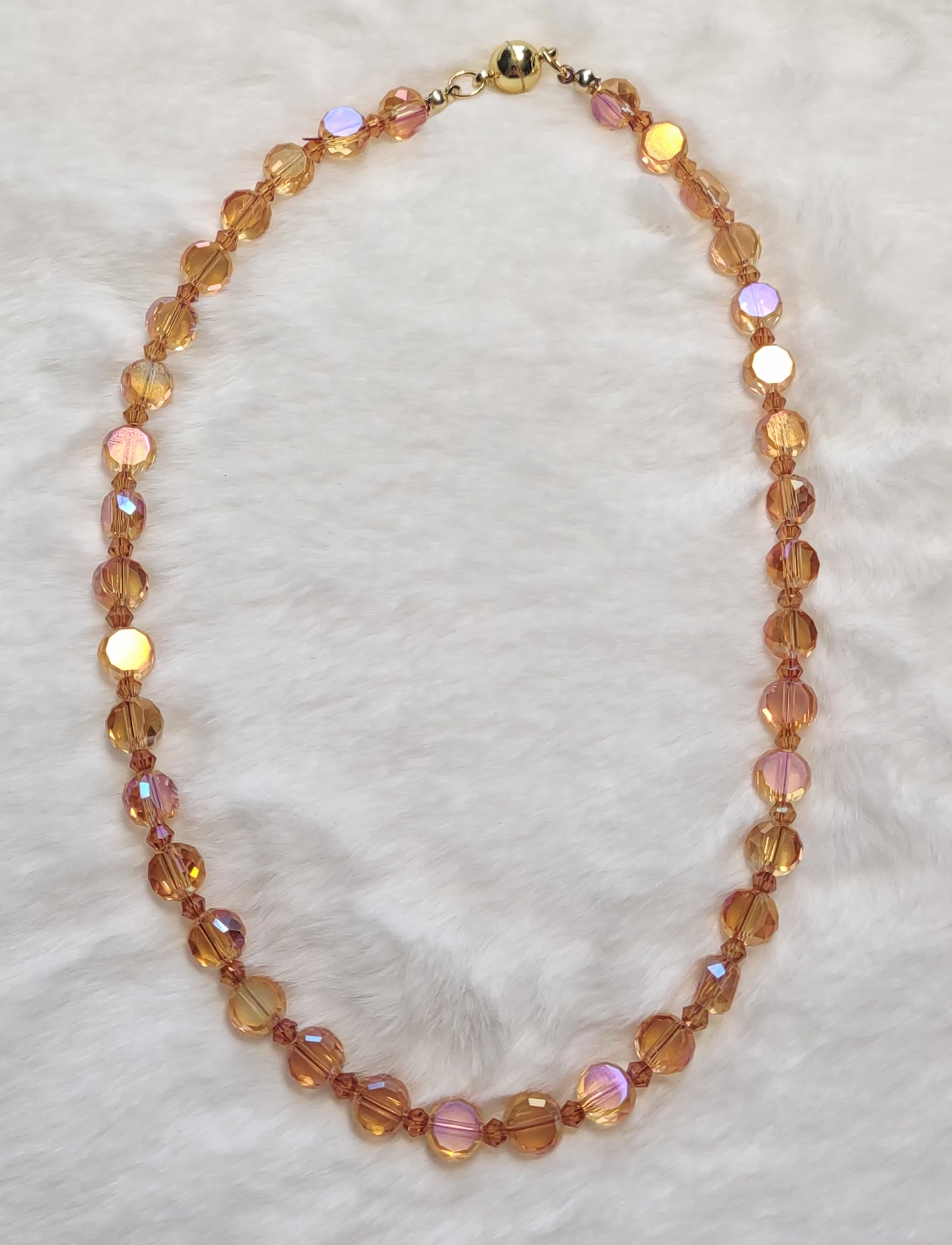 "Aurora" Glass Beaded Necklace, Stainless Steel, Magnetic Clasp, 4 Colors