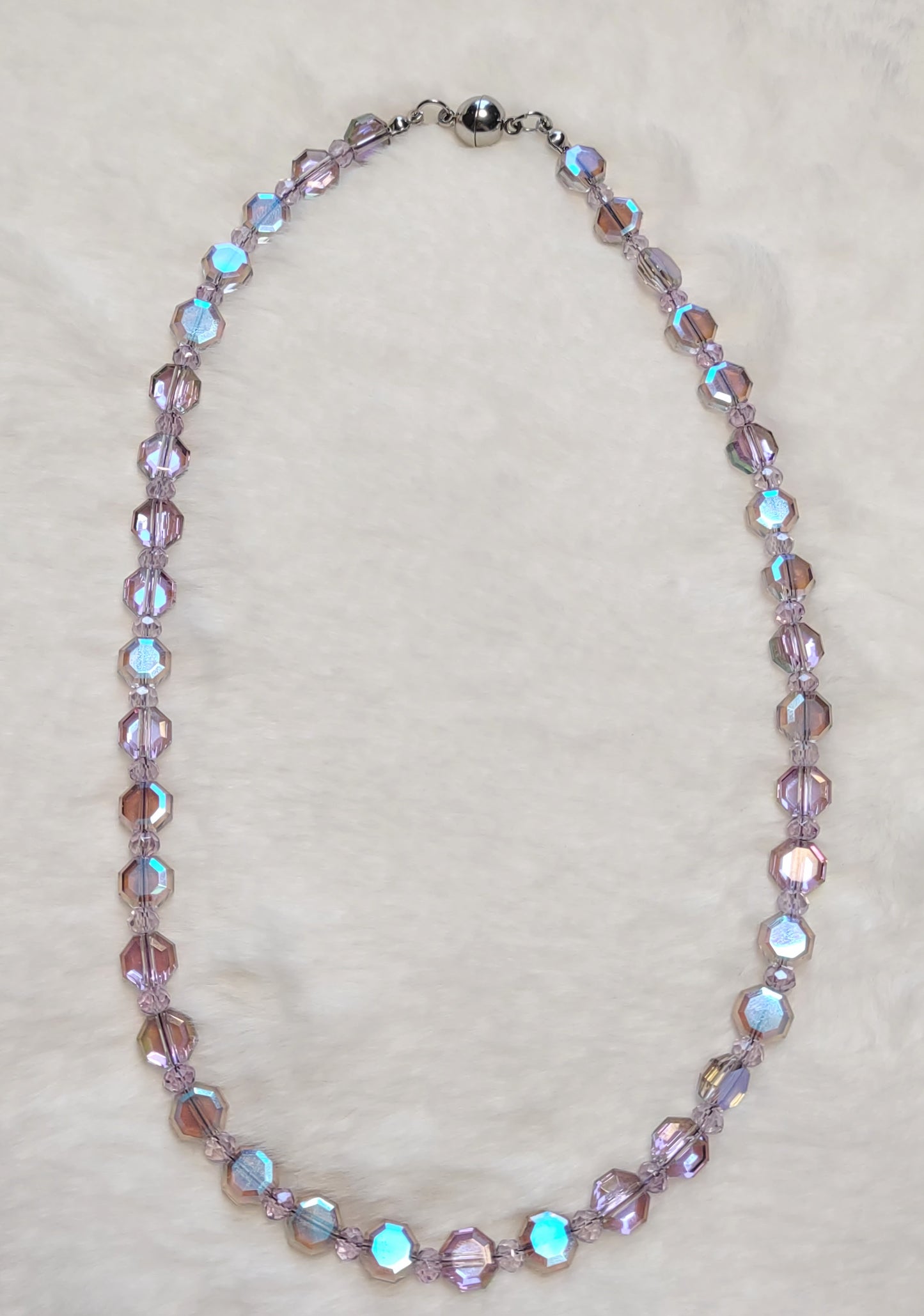 "Aurora" Glass Beaded Necklace, Stainless Steel, Magnetic Clasp, 4 Colors