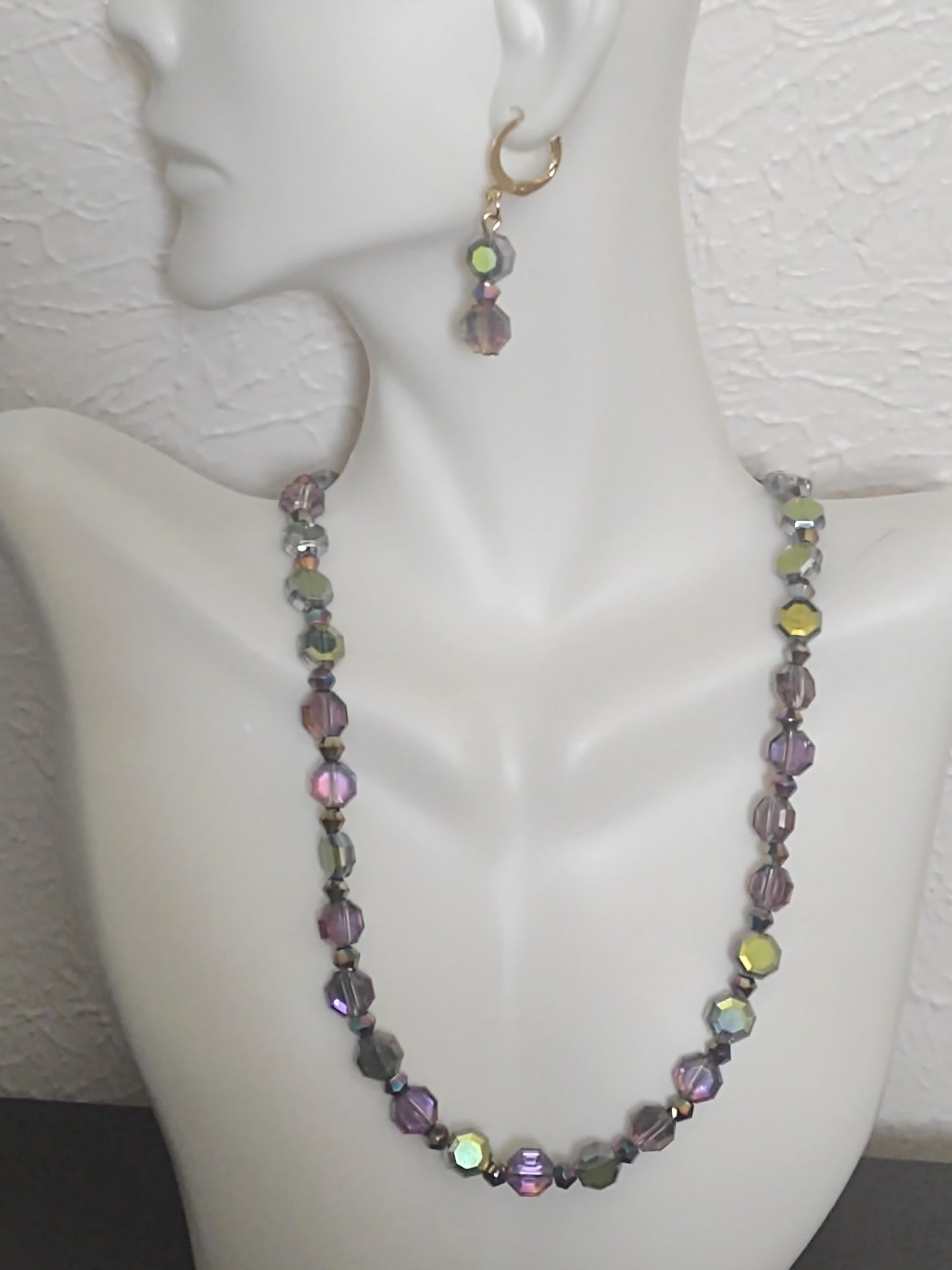 "Aurora" Glass Beaded Necklace, Stainless Steel, Magnetic Clasp, 4 Colors